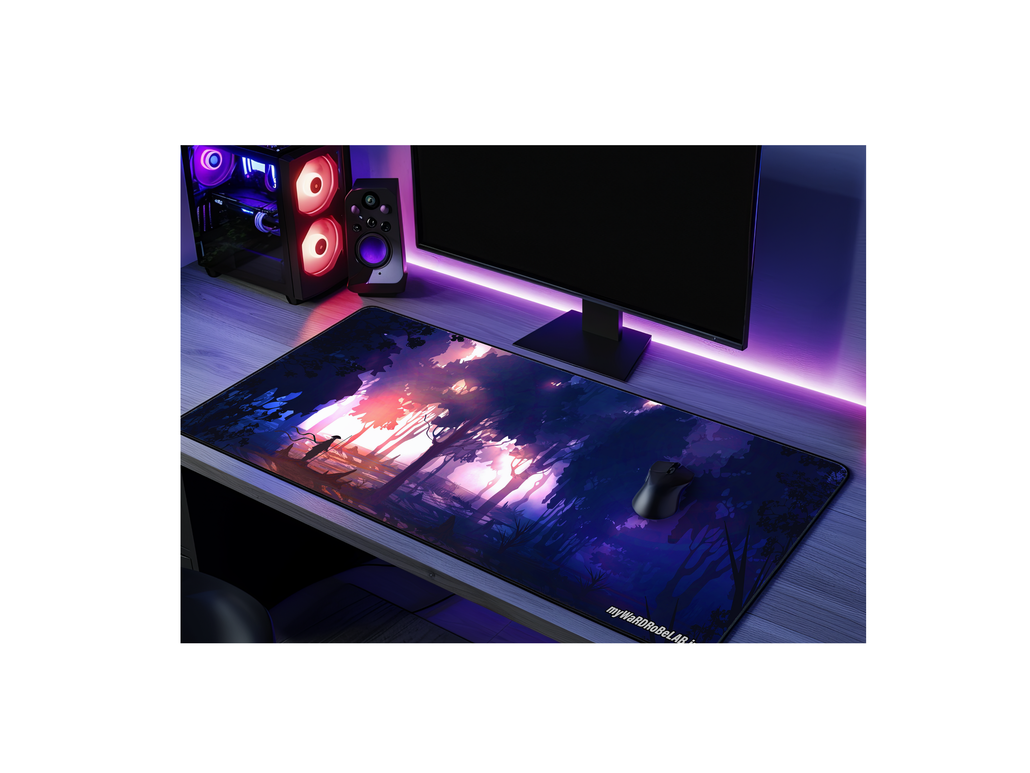 "Vivid Forest Glow Gaming Mouse Pad – Extended XXL Desk Mat for Ultimate Setup Aesthetics"