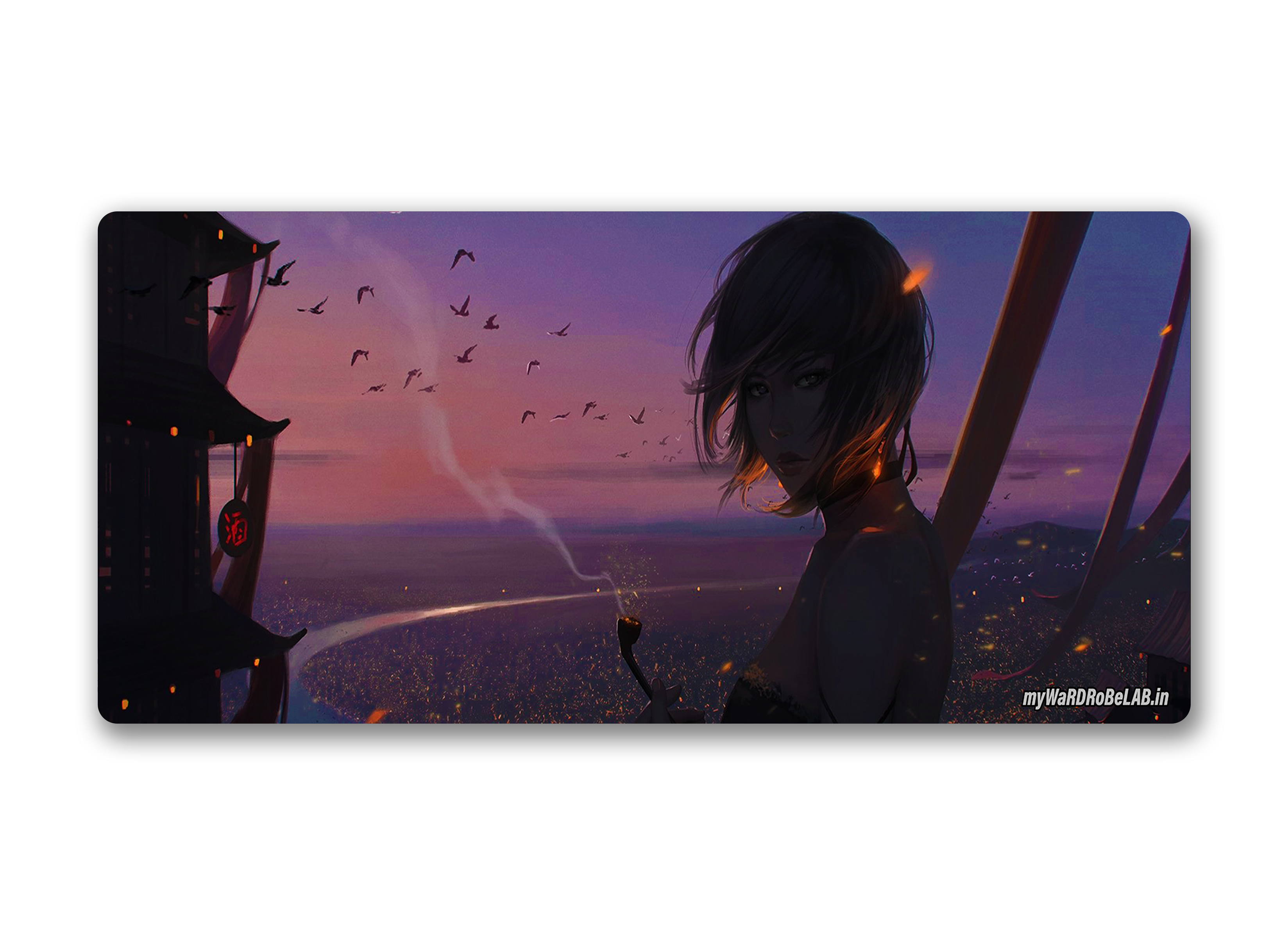 "Epic Sunset Warrior Gaming Mouse Pad – Large Anime-Inspired Desk Mat for Gamers"