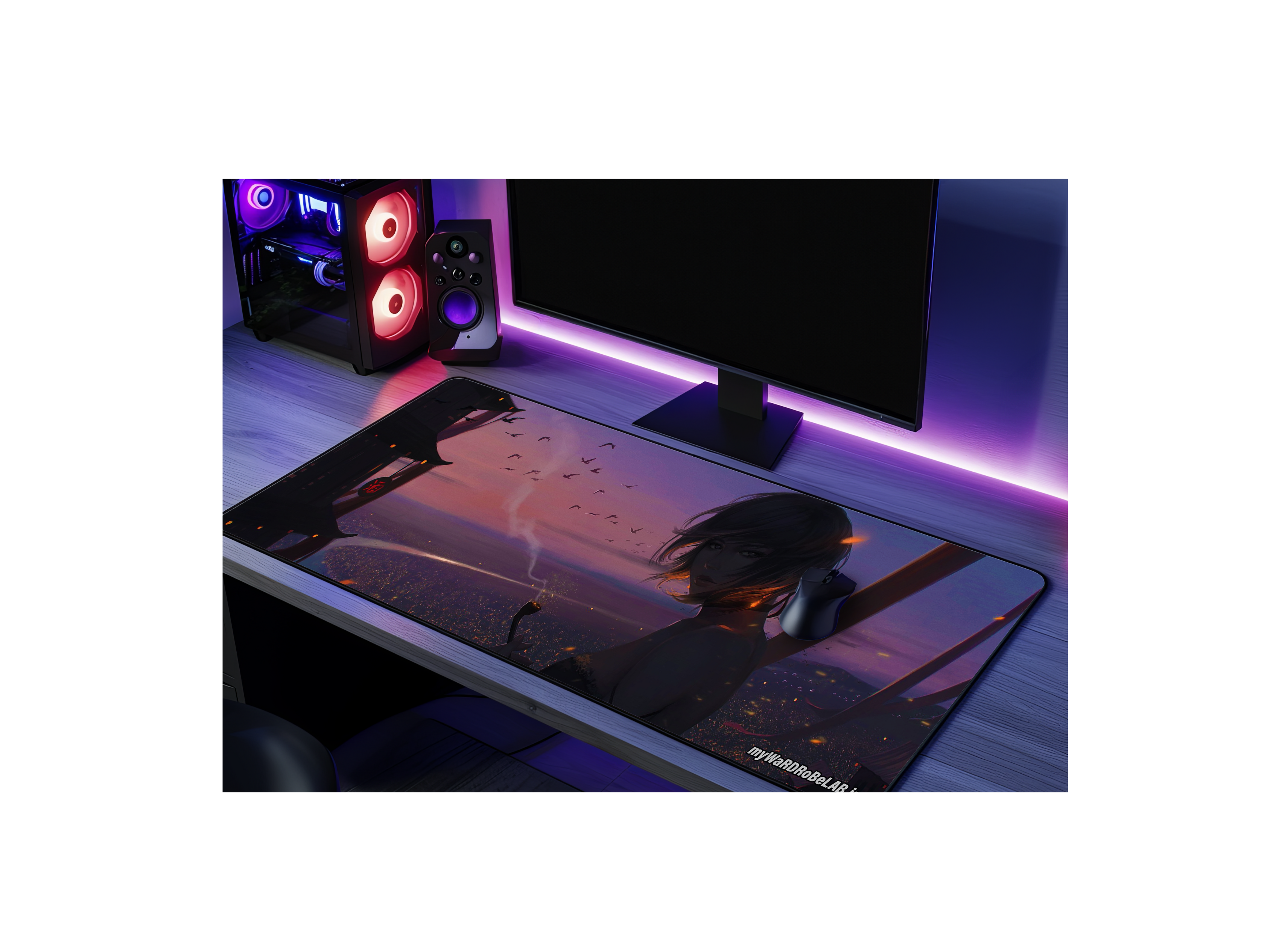 "Epic Sunset Warrior Gaming Mouse Pad – Large Anime-Inspired Desk Mat for Gamers"