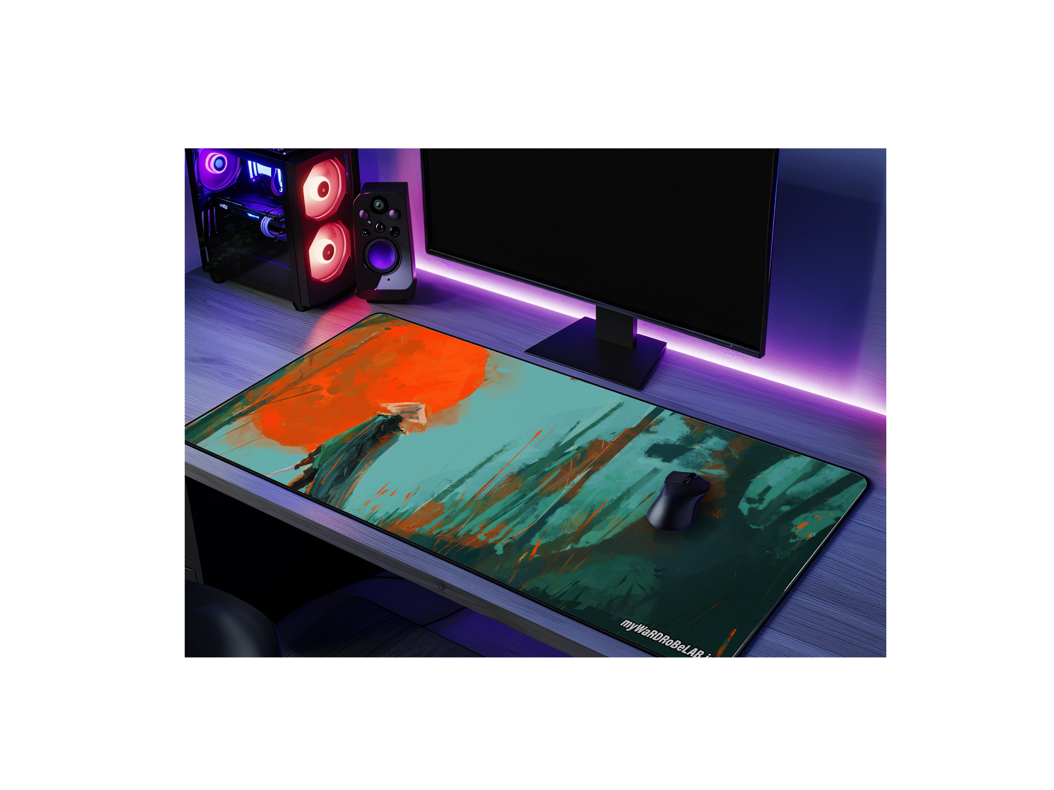 "Abstract Art Gaming Mouse Pad – Oversized Desk Mat with Vibrant Colors"