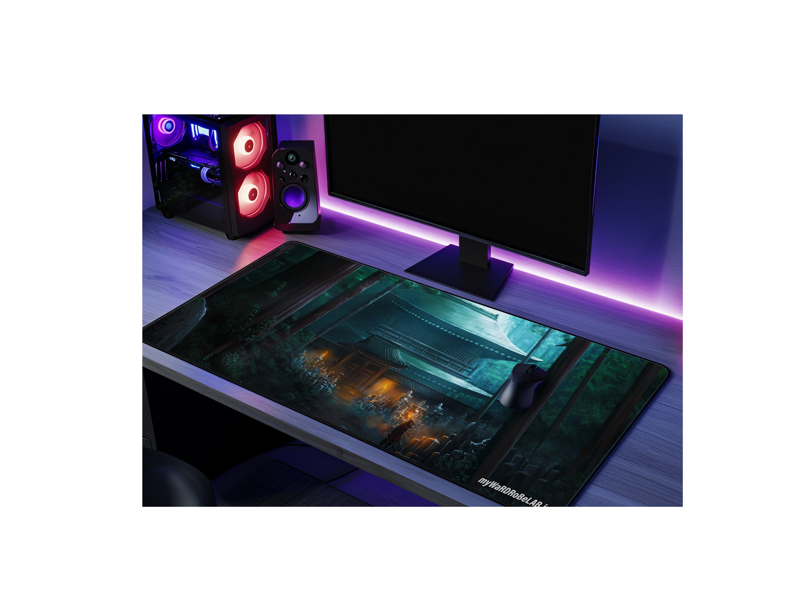 Cyberpunk Forest Gaming Mouse Pad – Extra Large, RGB-Ready, Non-Slip Surface"