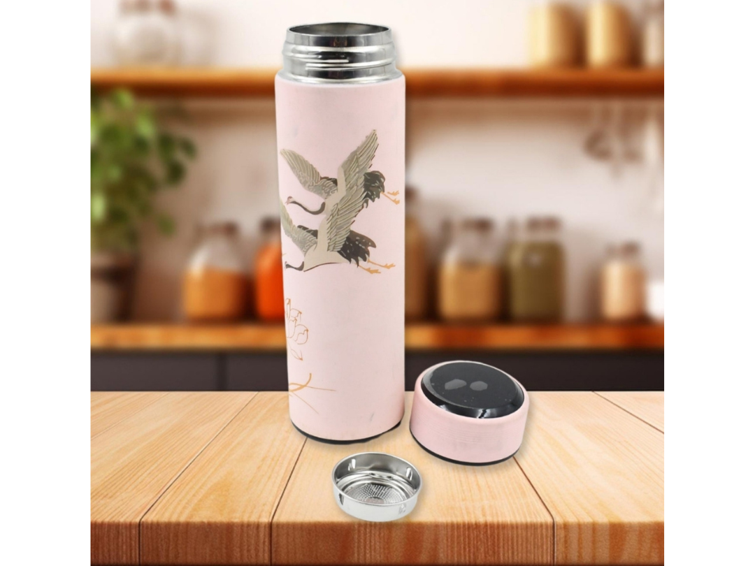 Elegant Crane Steel Temperature Bottle