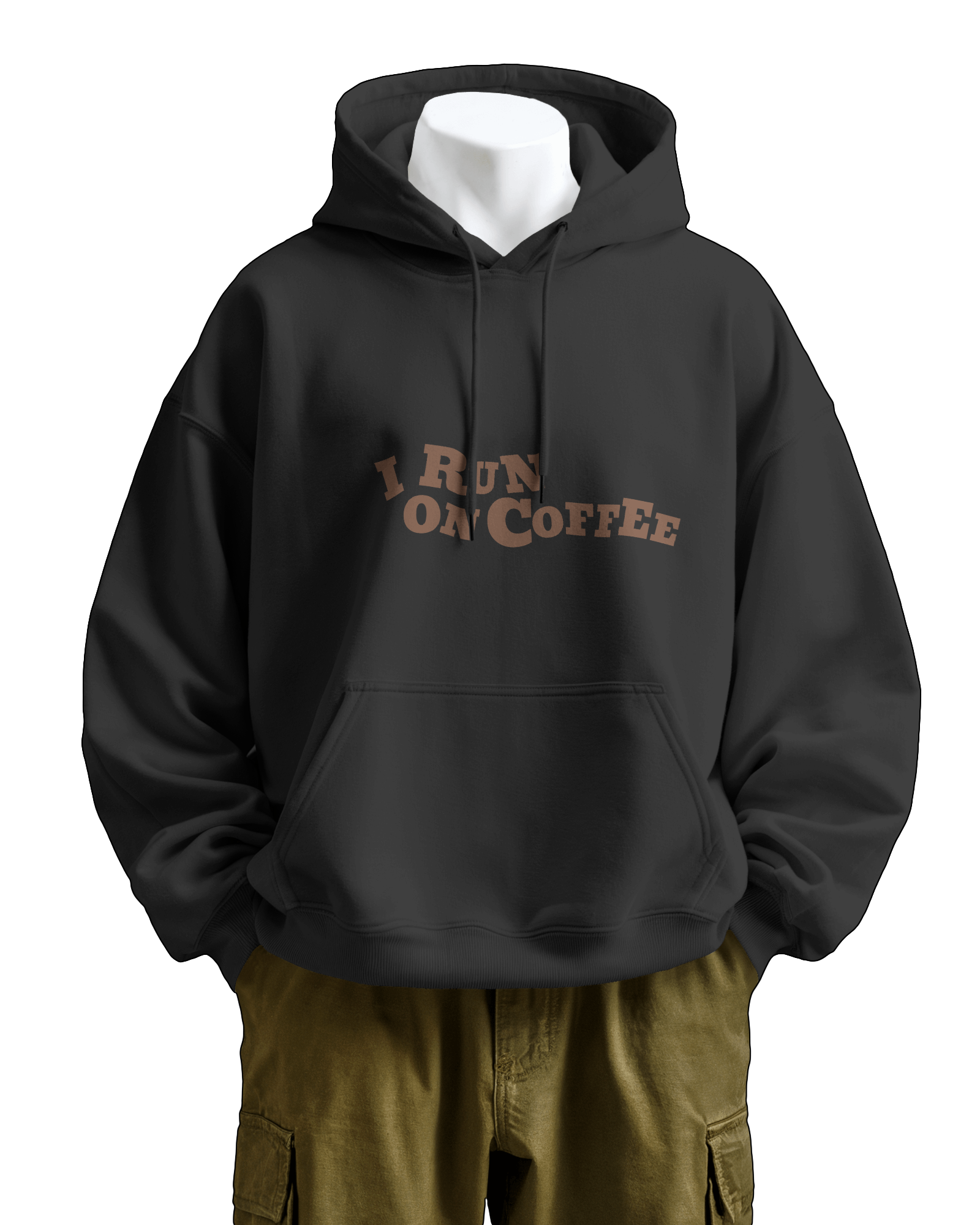 I Run On Coffee" Premium Black Hoodie
