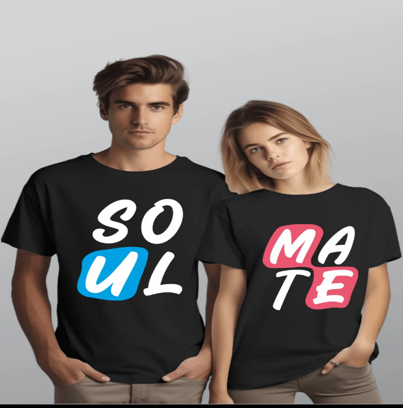 Matching 'Soulmate' Couple T-Shirts - [BLACK]