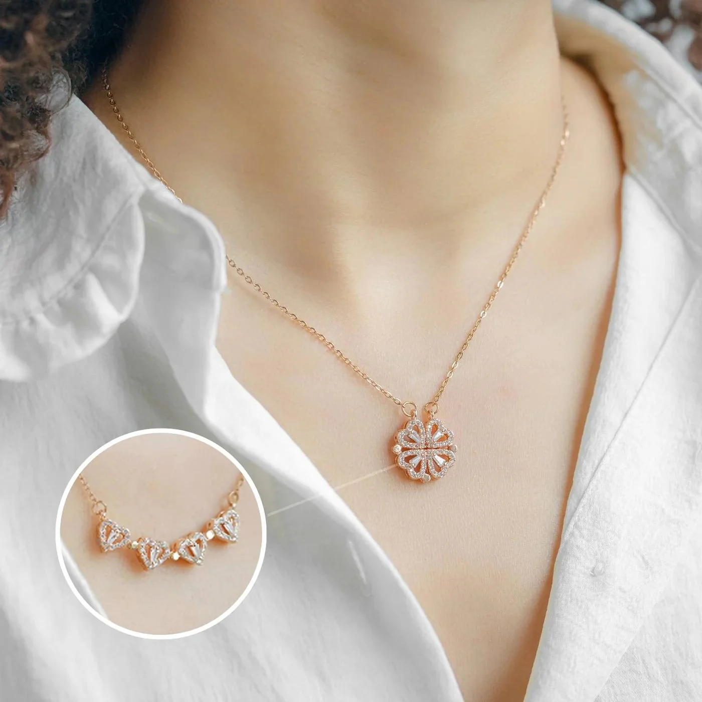 Convertible Clover to Hearts Necklace 