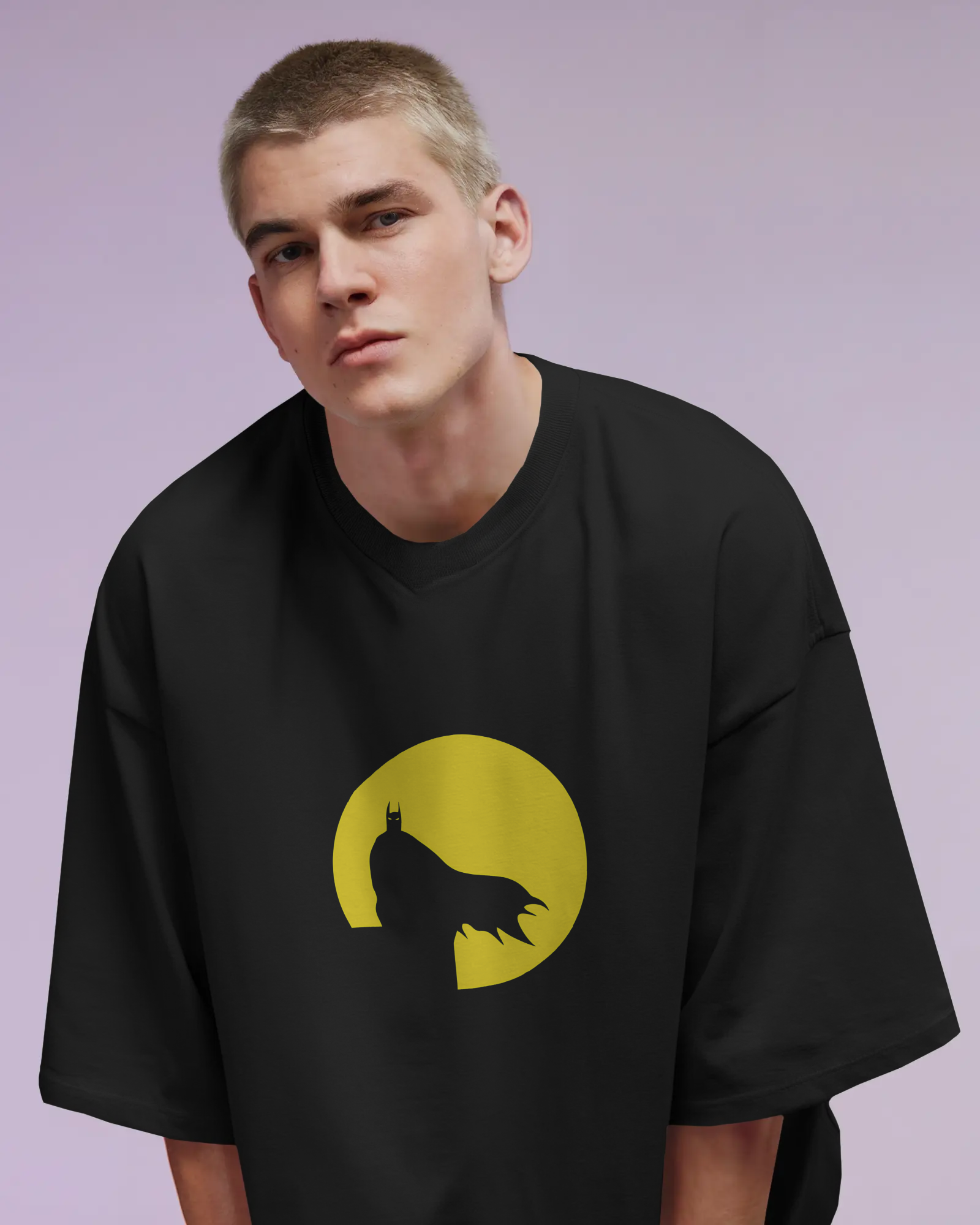  Black Batman-Inspired Oversized T-Shirt