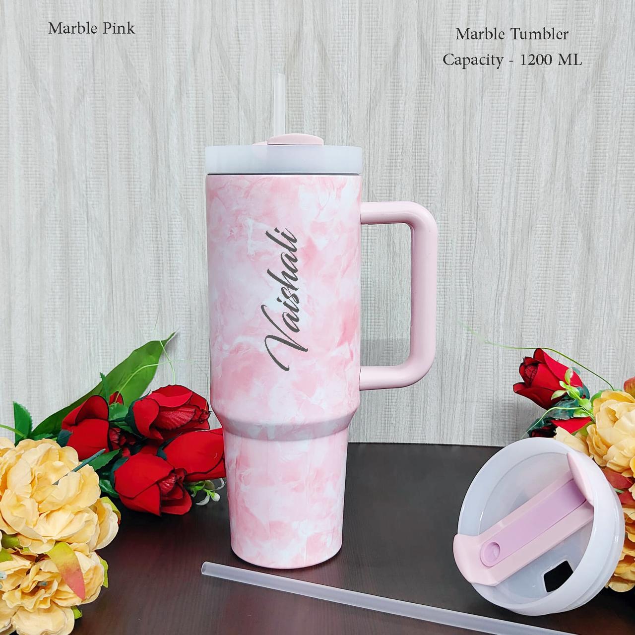 Custom Marble Pink Stainless Steel Tumbler