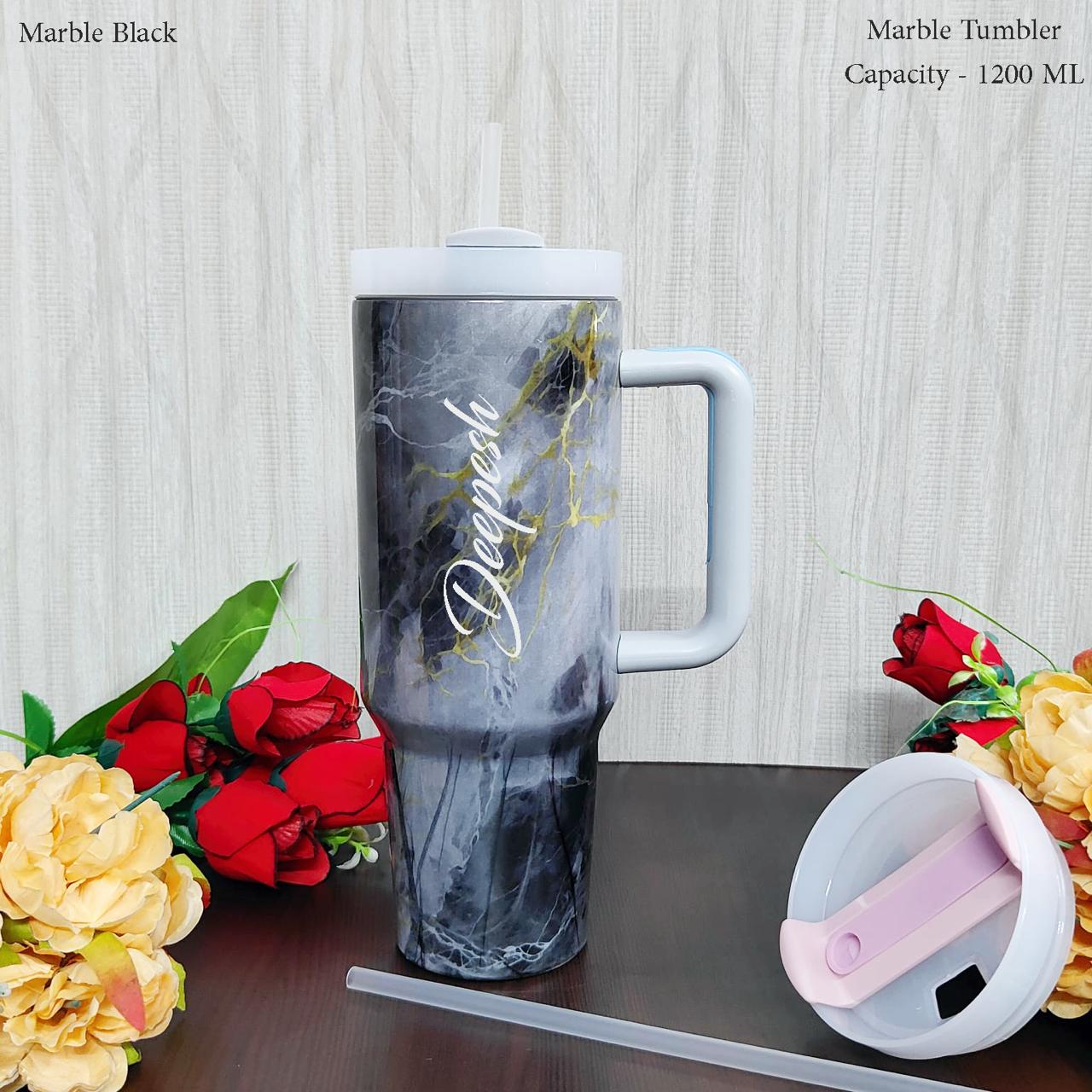 Custom Marble Black Stainless Steel Tumbler 