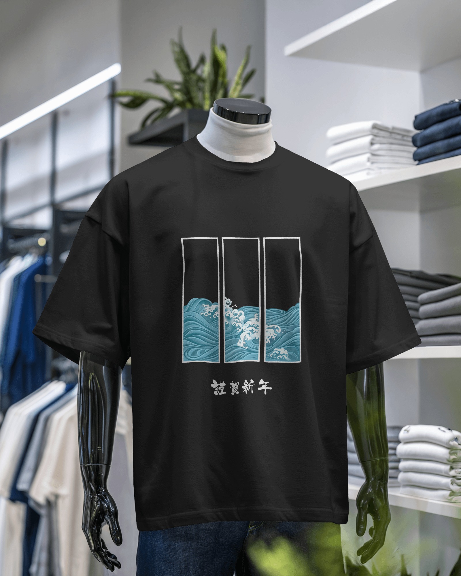 Midnight Wave Graphic T-Shirt – Japanese Minimalist Edition