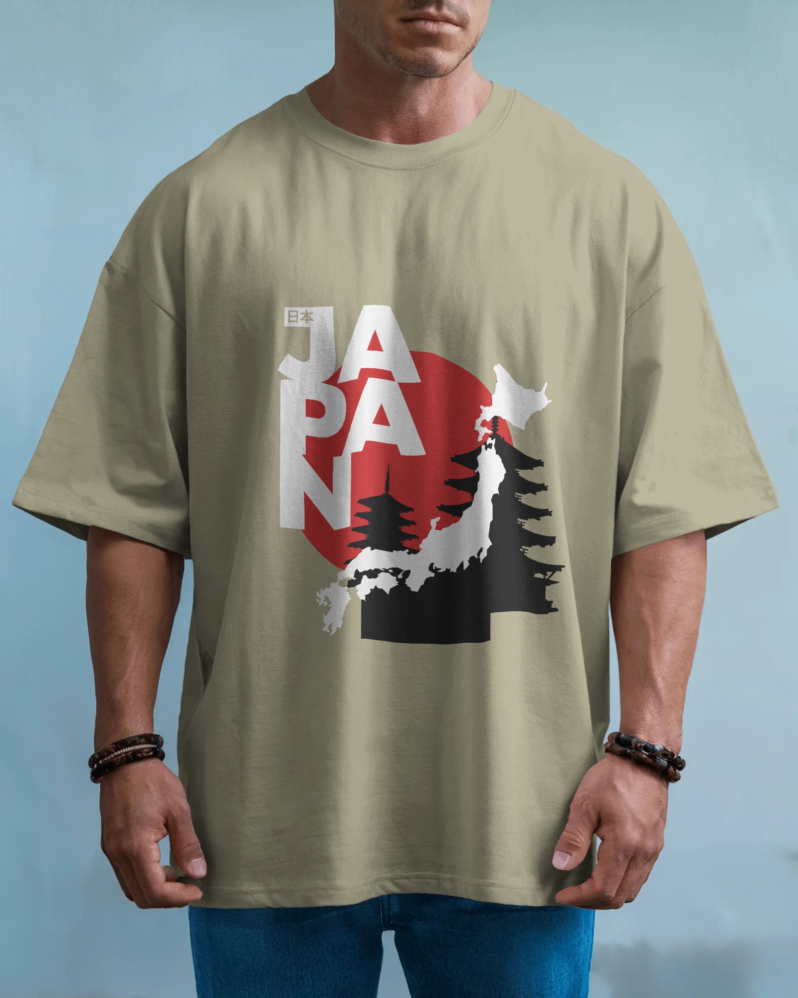 Japan Map Red Sun T-Shirt – Minimalist Japanese Graphic Tee | Cultural Heritage Streetwear | Oversized Unisex Cotton Shirt
