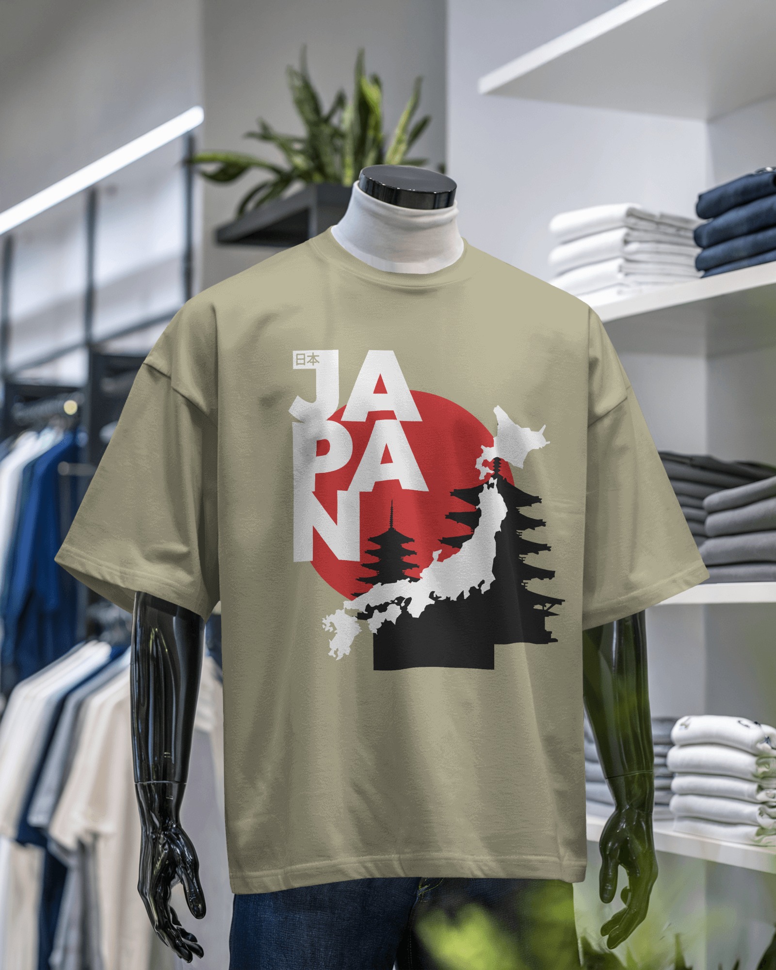 Japan Map Red Sun T-Shirt – Minimalist Japanese Graphic Tee | Cultural Heritage Streetwear | Oversized Unisex Cotton Shirt