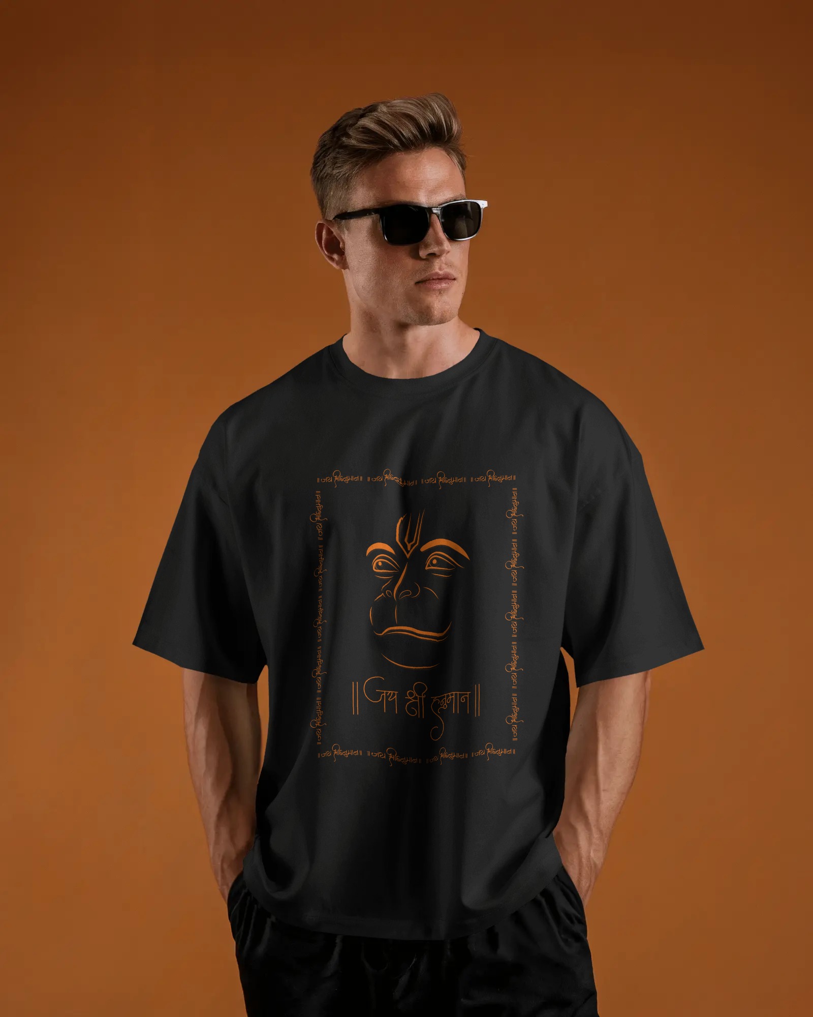Jai Shree Ram Hanuman Graphic Oversized T-Shirt – Devotional Streetwear for the Bold Bhakt