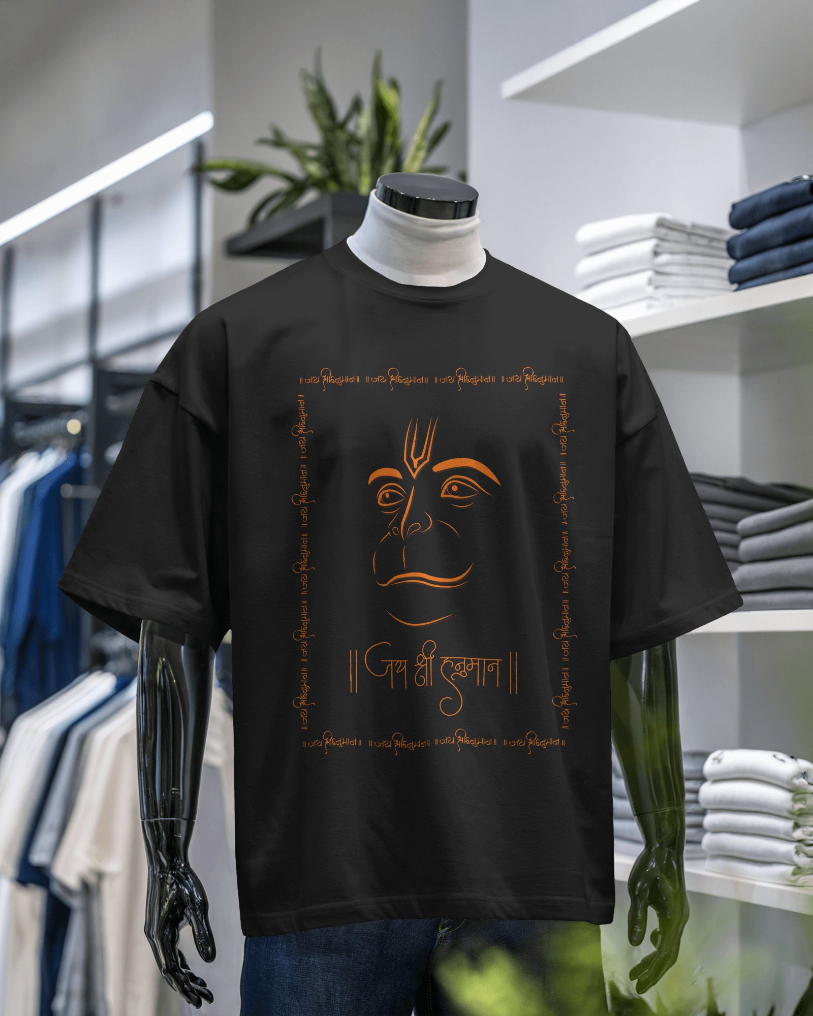 Jai Shree Ram Hanuman Graphic Oversized T-Shirt – Devotional Streetwear for the Bold Bhakt