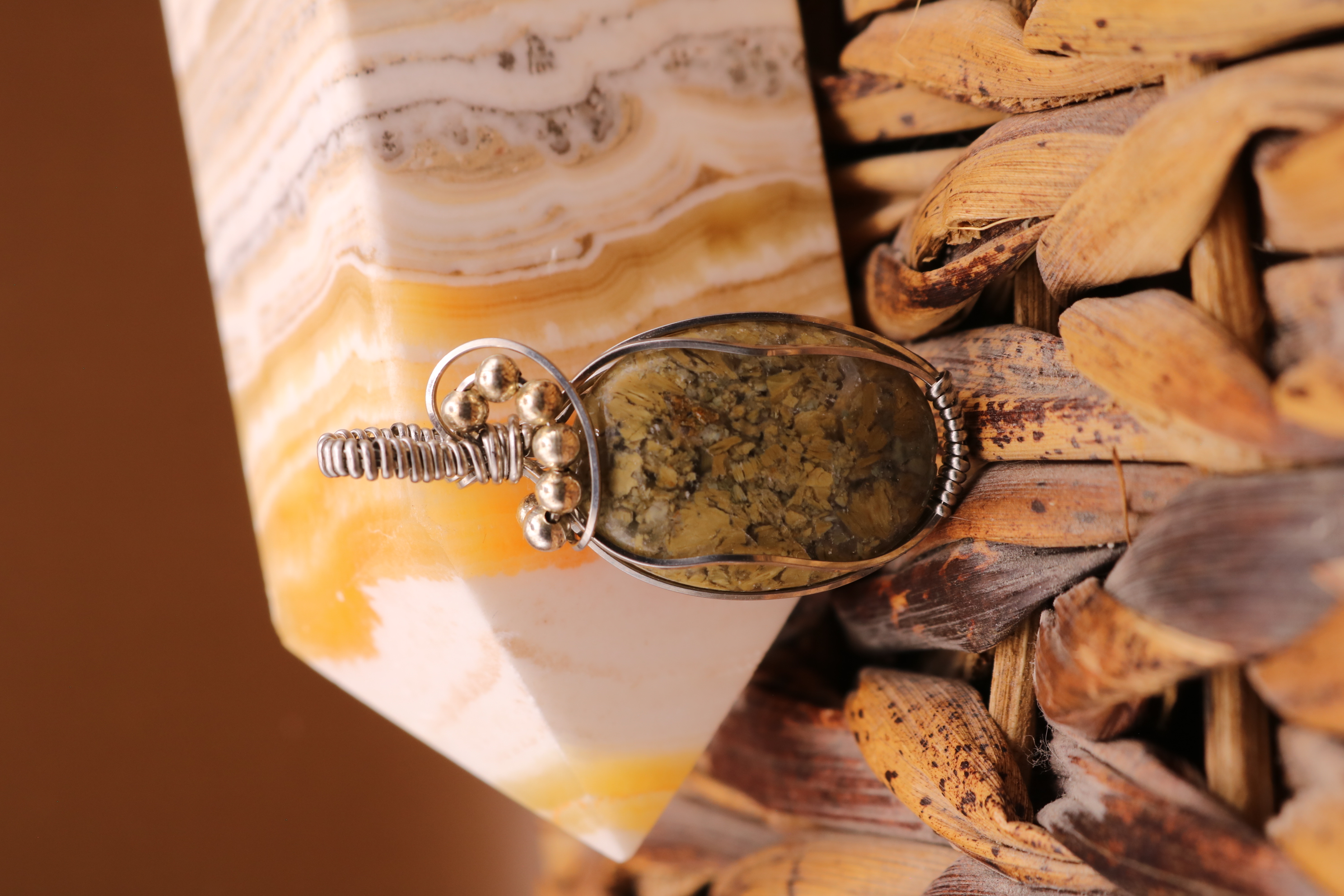 Silver Wire Wrapped Crystal Necklace Pendant