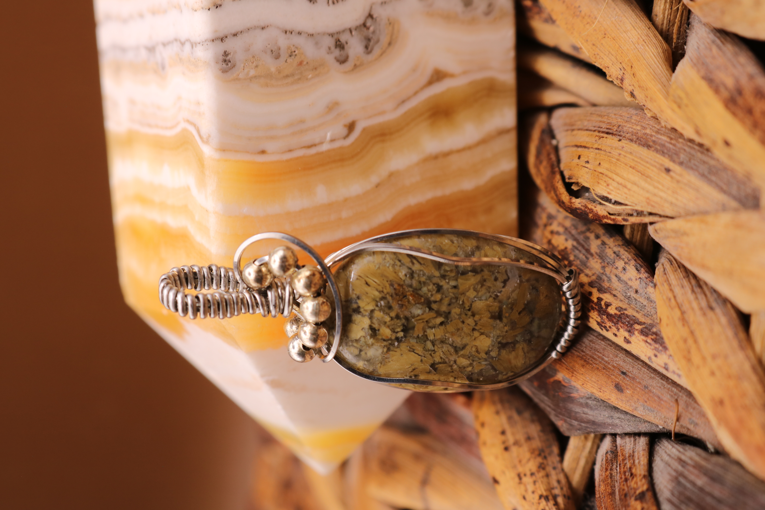 Silver Wire Wrapped Crystal Necklace Pendant