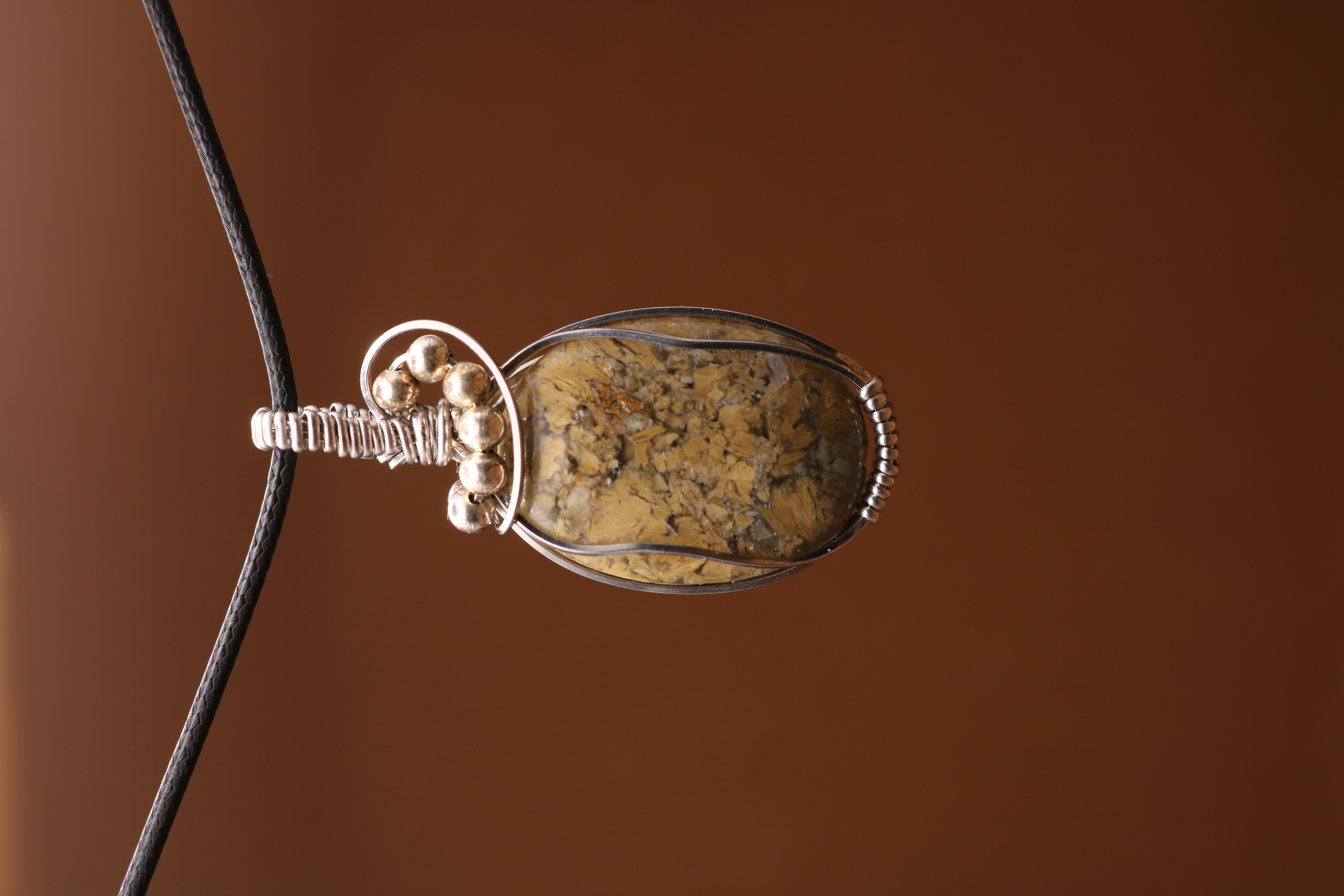 Silver Wire Wrapped Crystal Necklace Pendant