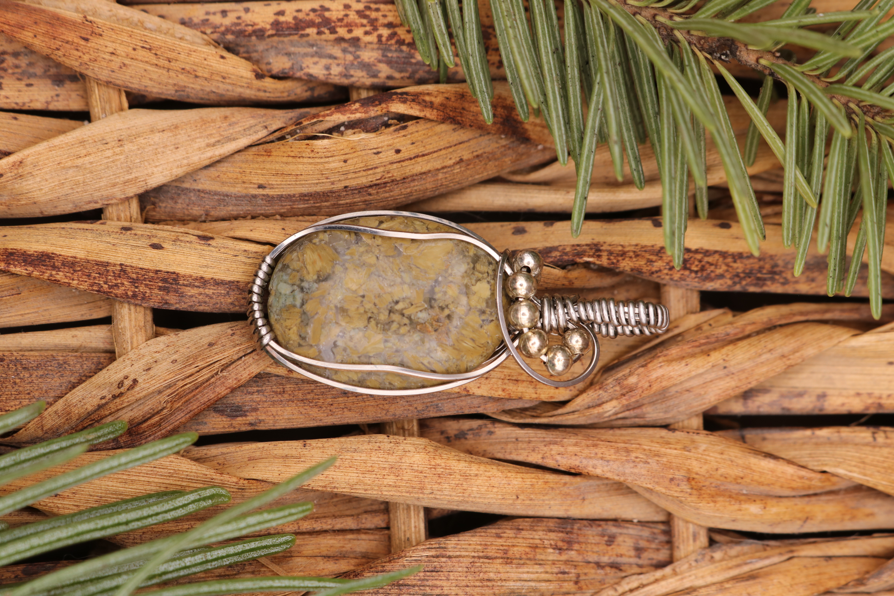 Silver Wire Wrapped Crystal Necklace Pendant