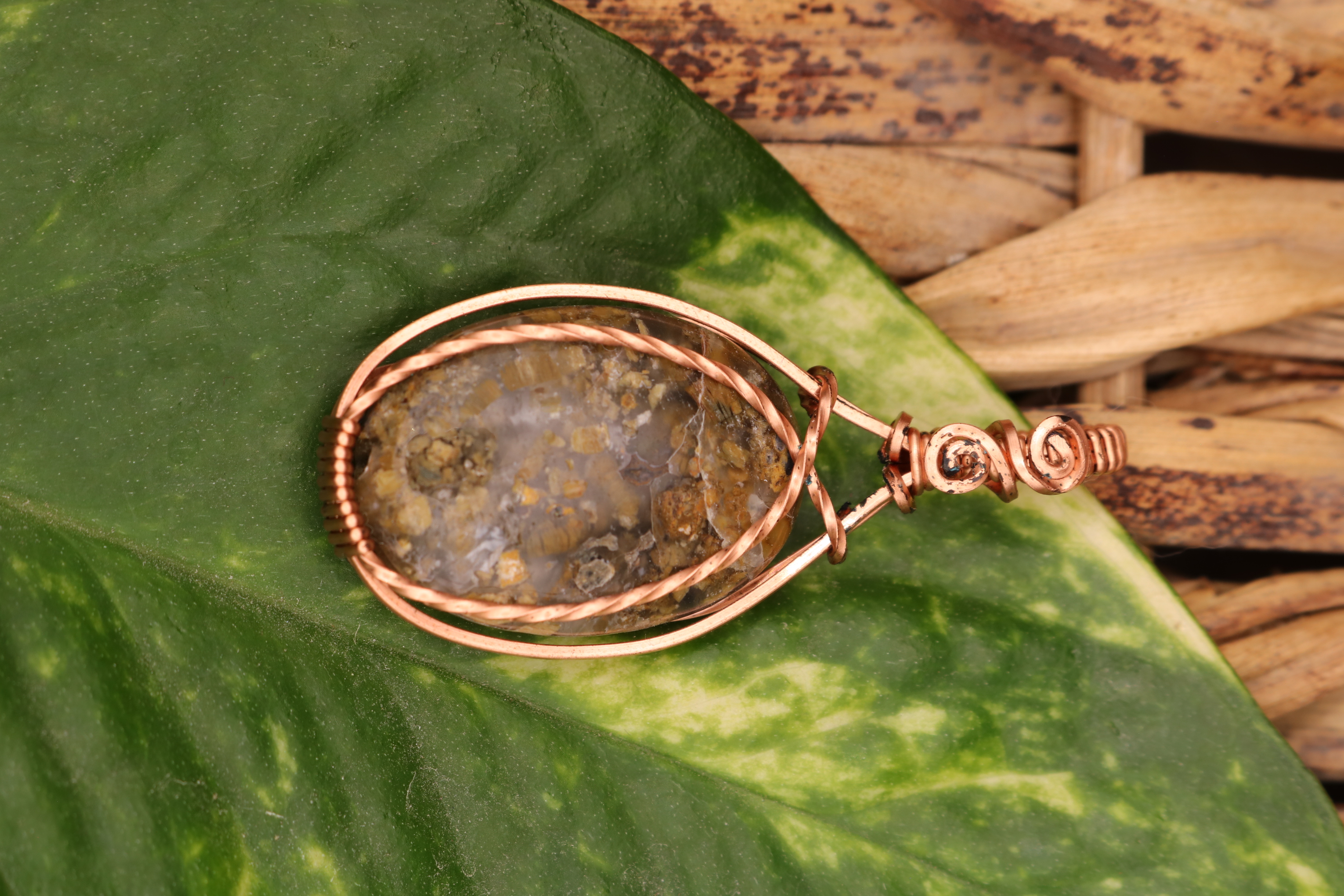Copper Wire Wrapped Crystal Necklace Pendant