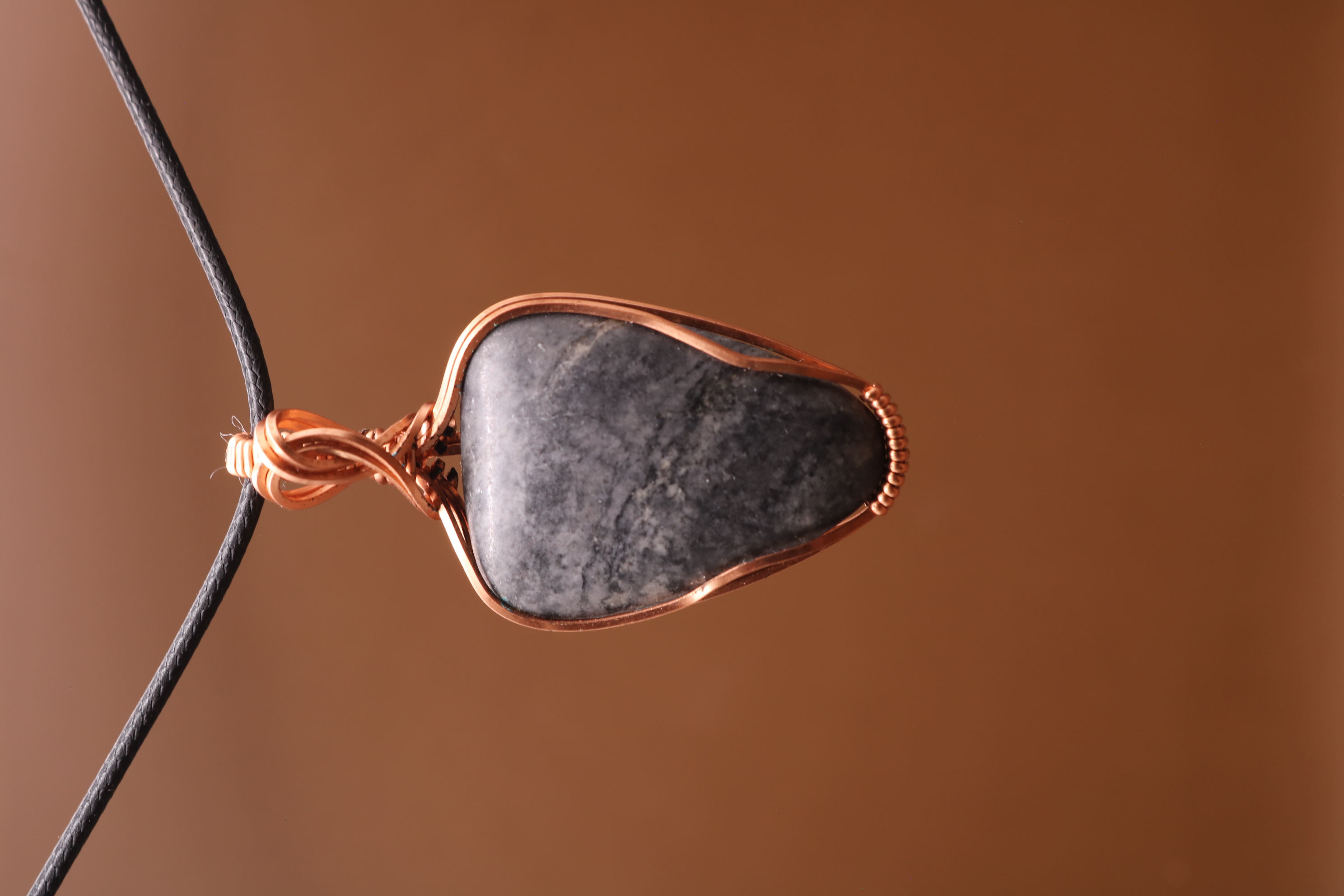 Copper Wire Wrapped Jasper Crystal Necklace Pendant