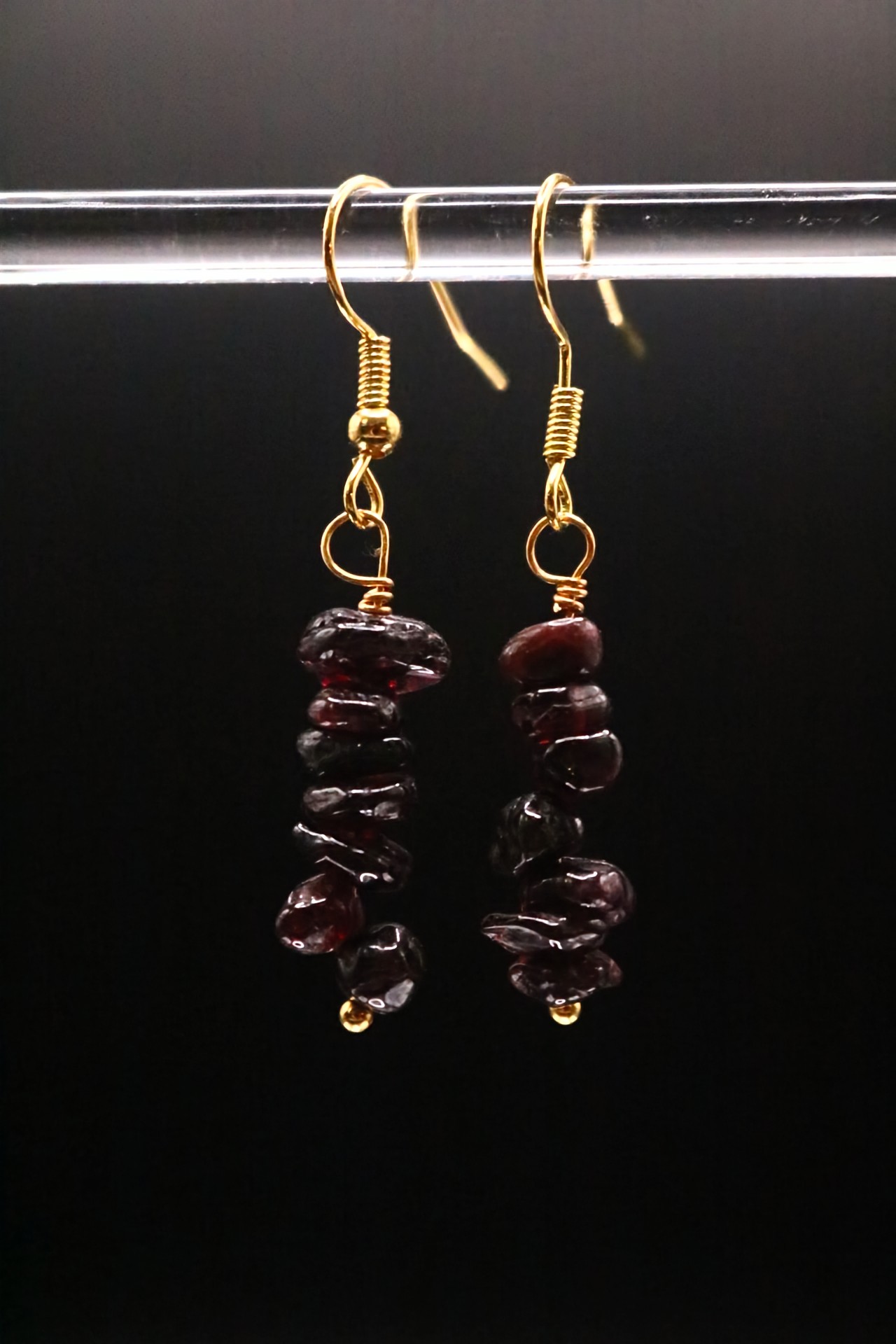 Gold or Silver Wire Wrapped Garnet Earrings