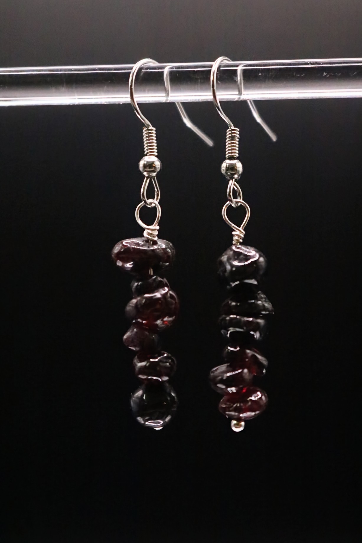 Gold or Silver Wire Wrapped Garnet Earrings