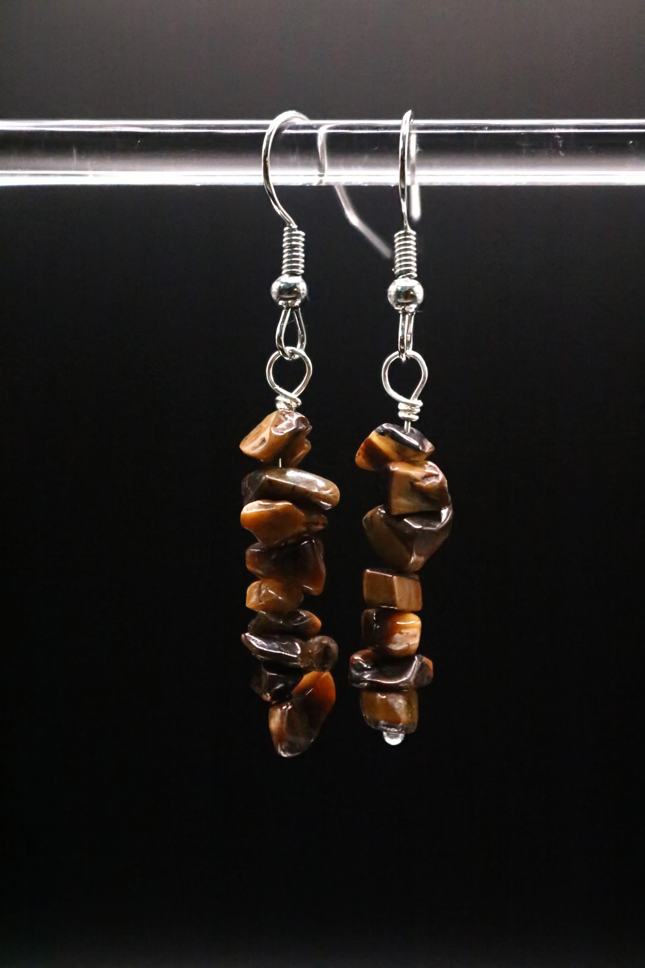 Gold or Silver Wire Wrapped Tiger's Eye Crystal Earrings