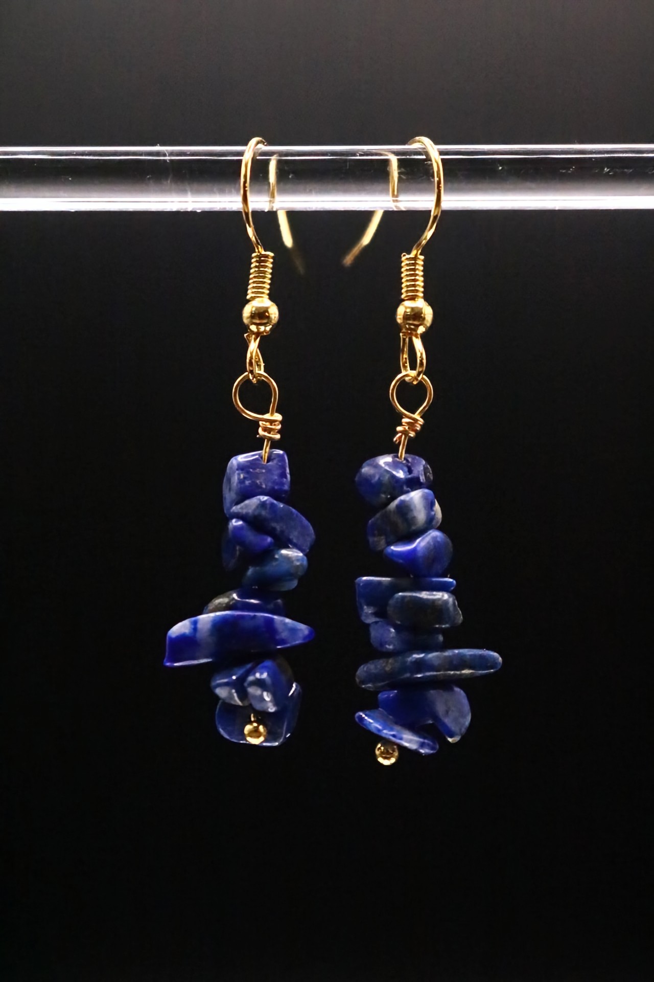 Gold or Silver Wire Wrapped Lapis Lazuli Crystal Earrings