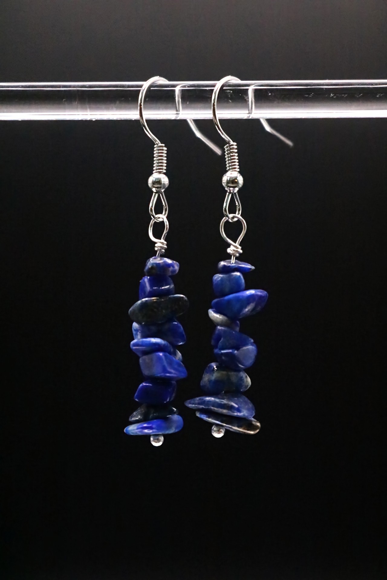 Gold or Silver Wire Wrapped Lapis Lazuli Crystal Earrings