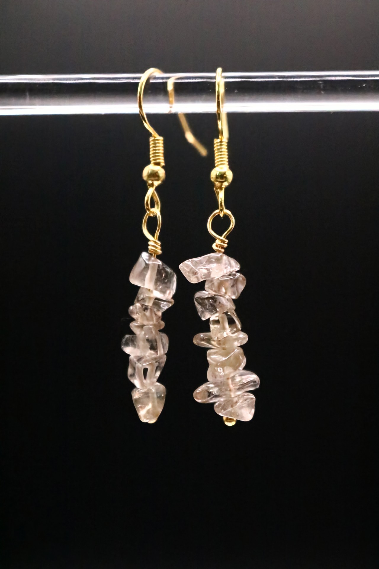 Gold or Silver Wire Wrapped Smoky Quartz Earrings