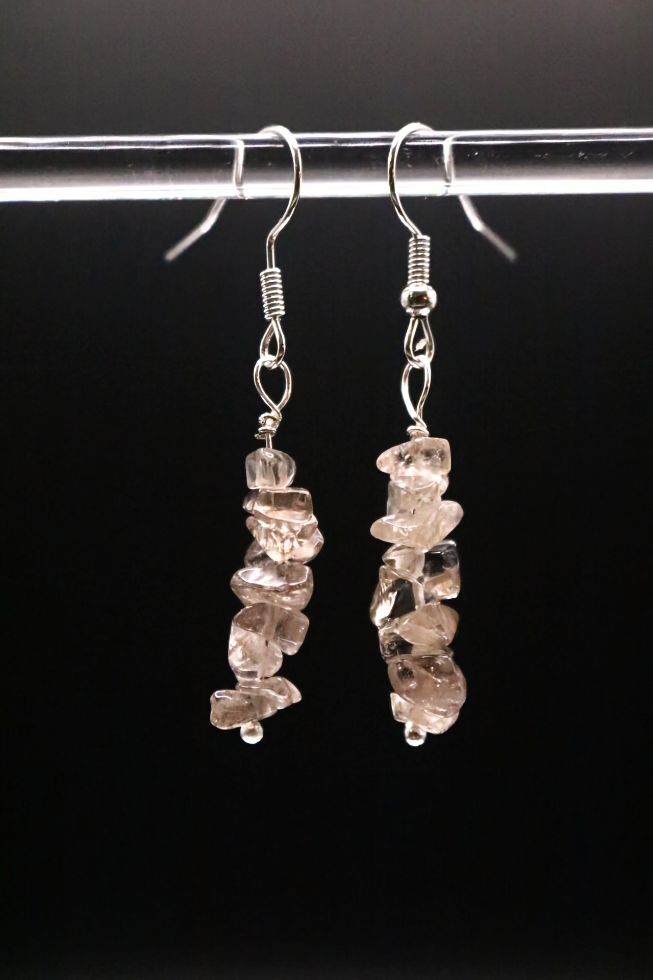Gold or Silver Wire Wrapped Smoky Quartz Earrings