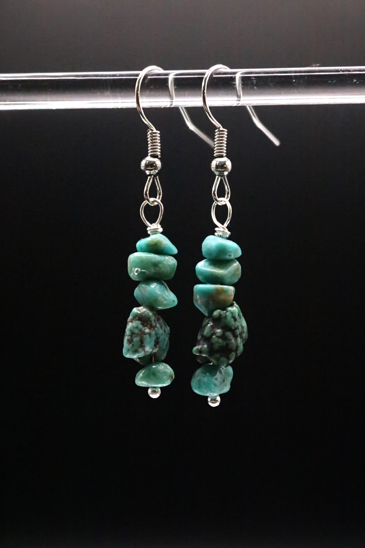 Gold or Silver Wire Wrapped Turquoise Crystal Earrings