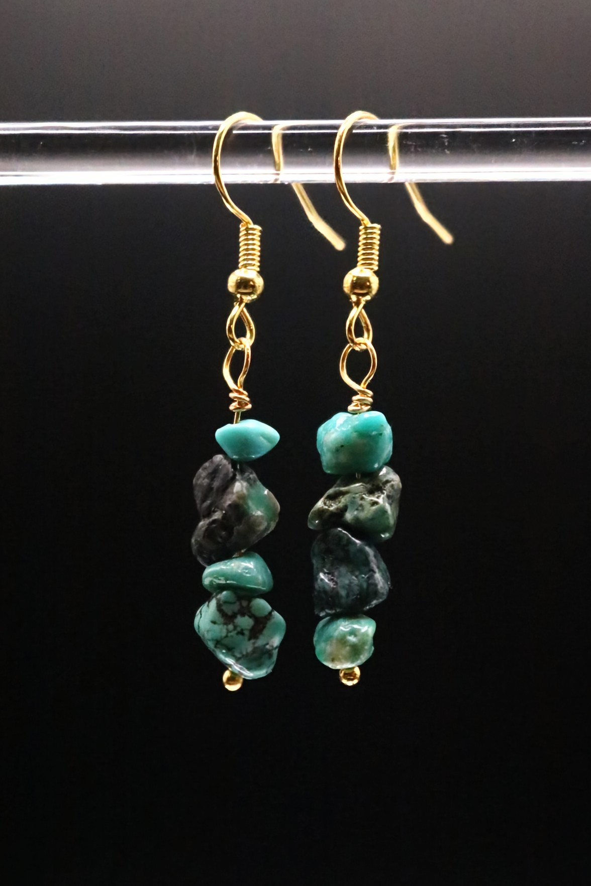Gold or Silver Wire Wrapped Turquoise Crystal Earrings