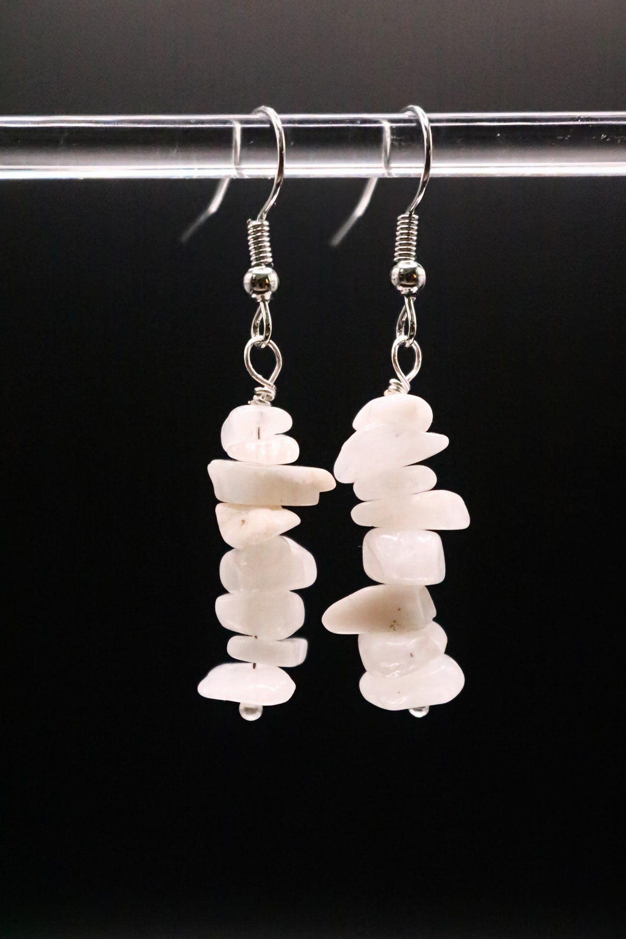 Gold or Silver Wire Wrapped Rose Quartz Crystal Earrings