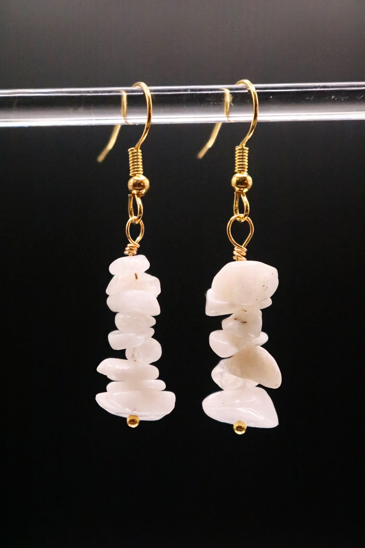 Gold or Silver Wire Wrapped Rose Quartz Crystal Earrings