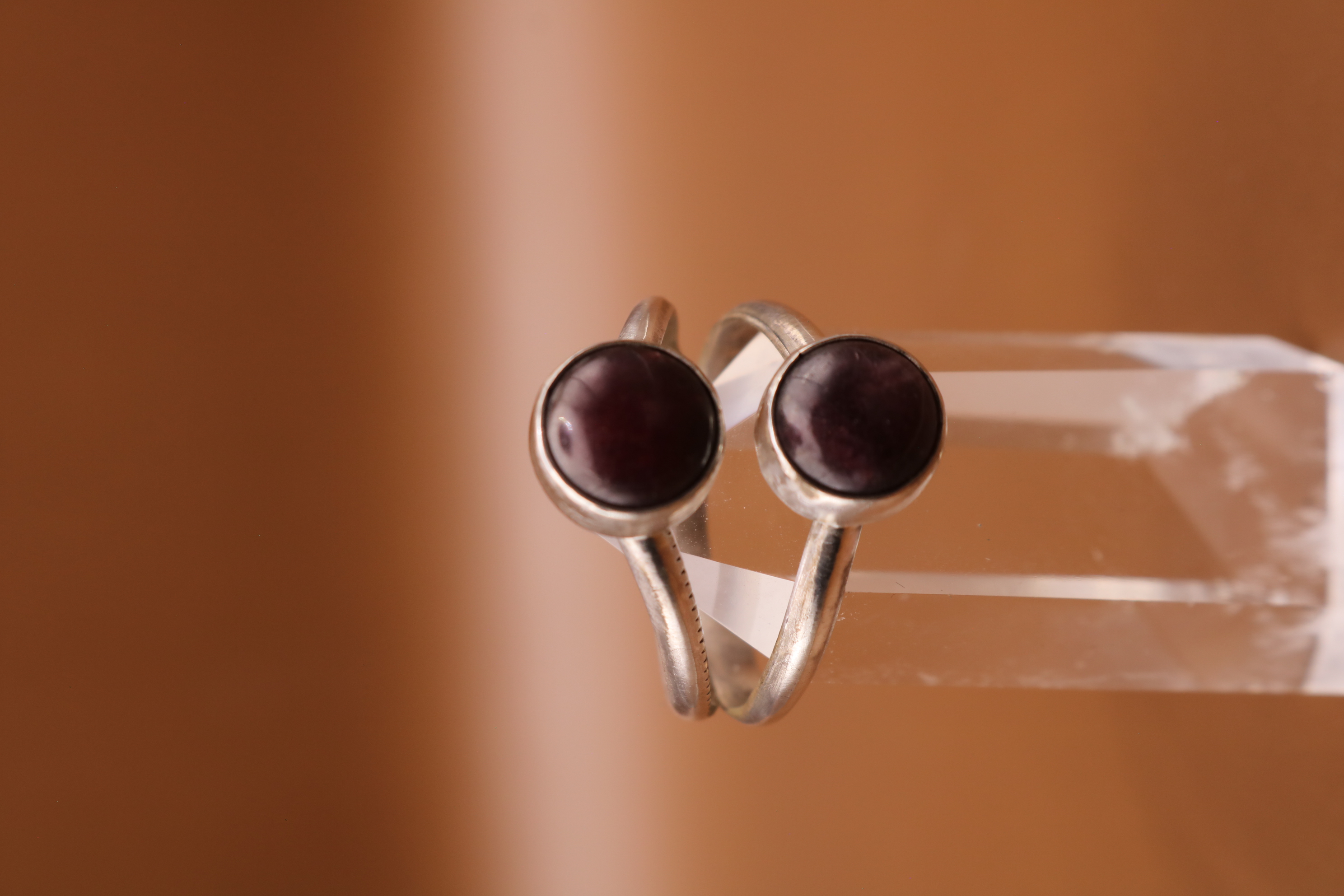 Silversmithed Garnet Crystal Ring Size 9.5