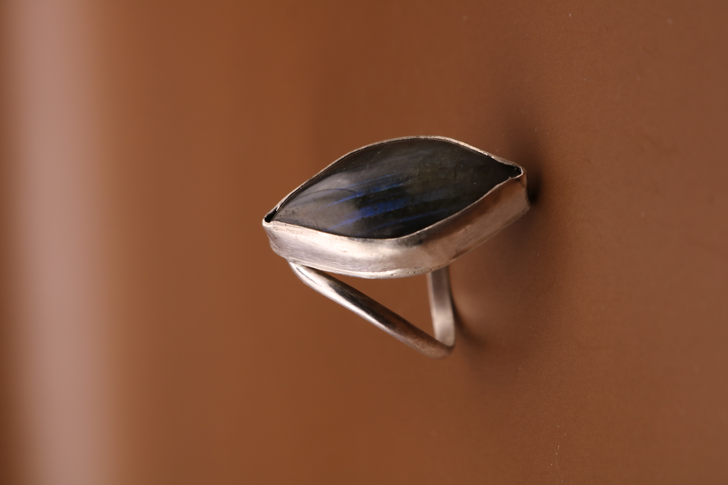 Silversmithed Labradorite Crystal Ring Size 5