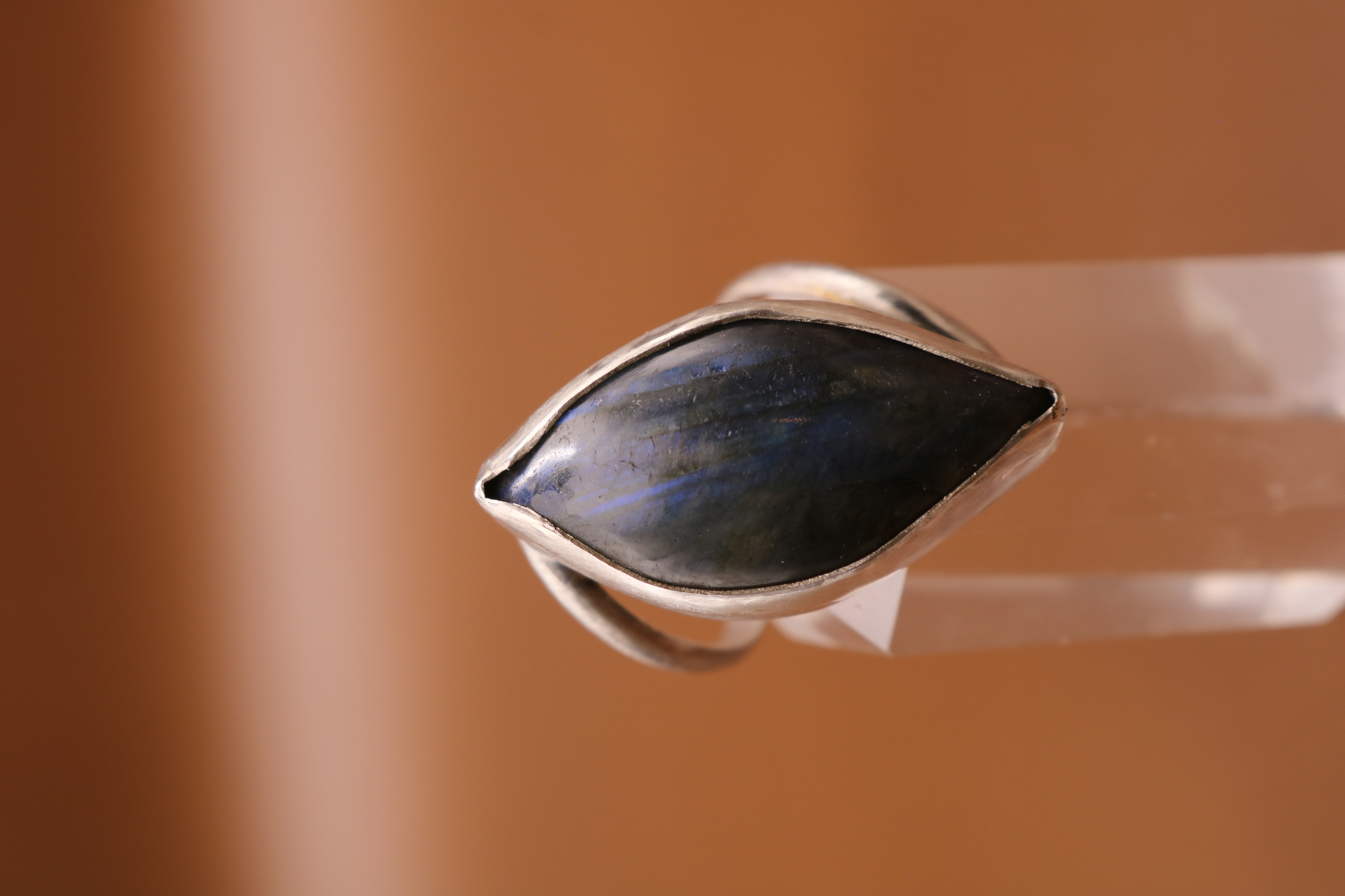 Silversmithed Labradorite Crystal Ring Size 5