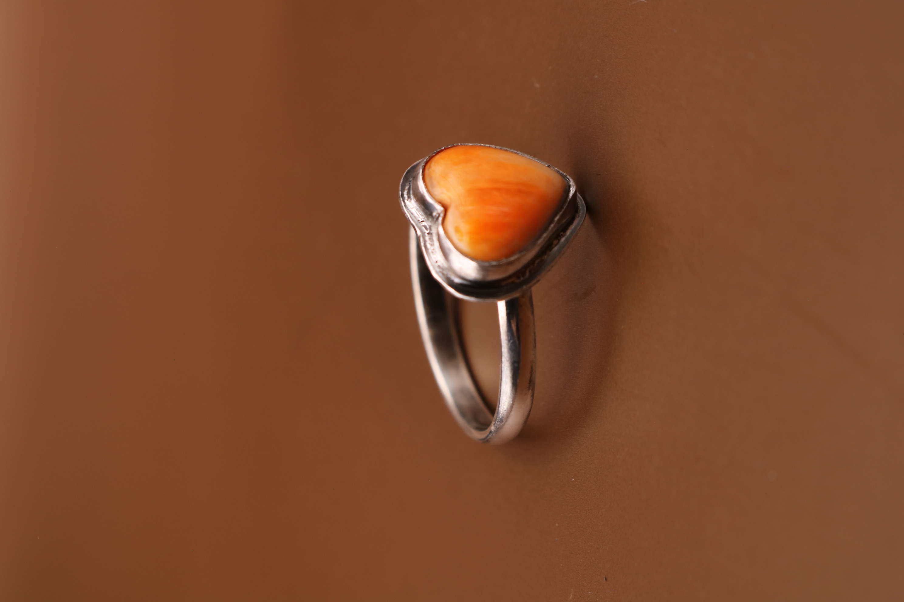 Silversmithed Spiny Oyster Ring Size 7.5