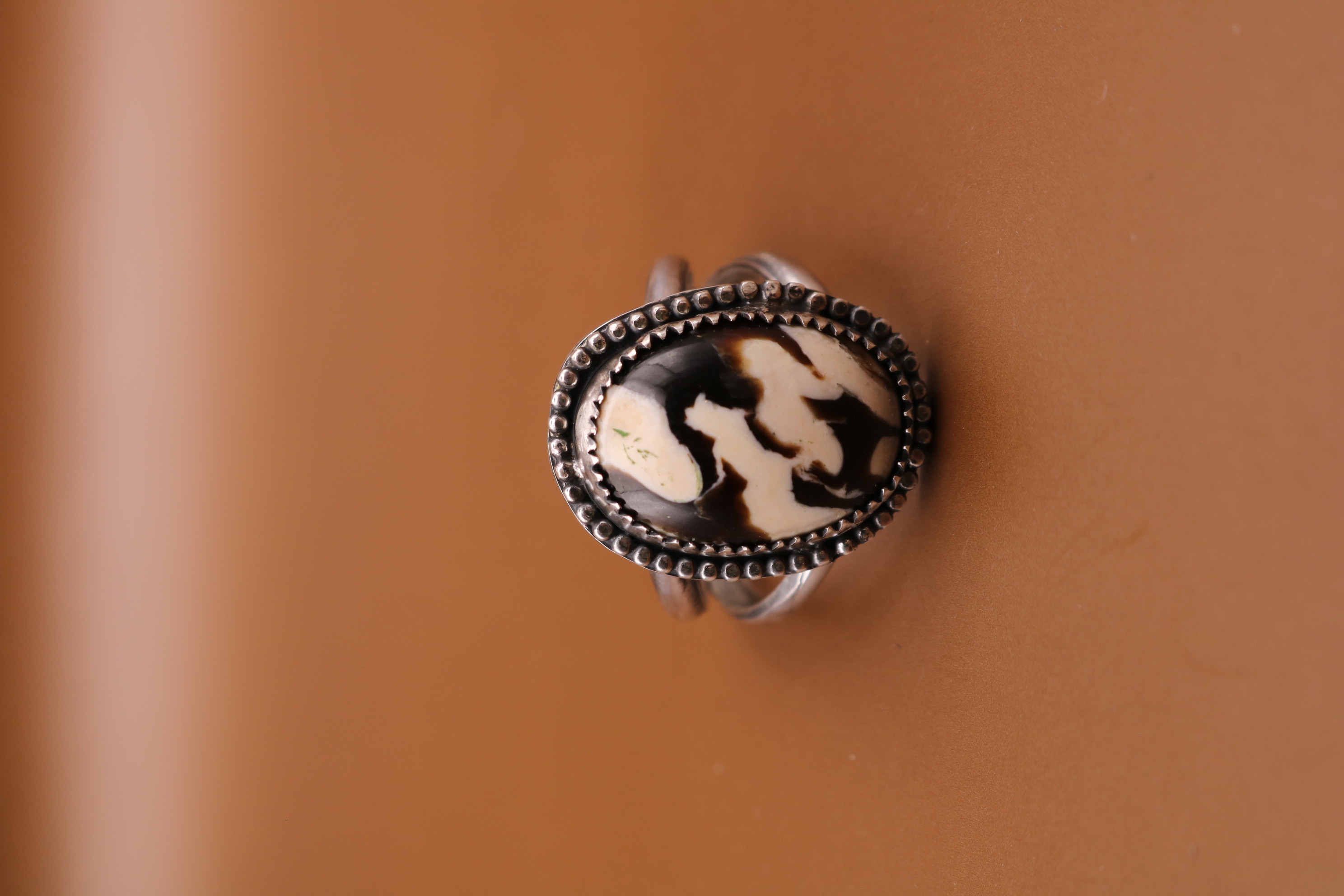 Silversmithed Peanut Jasper Crystal Ring Size 9