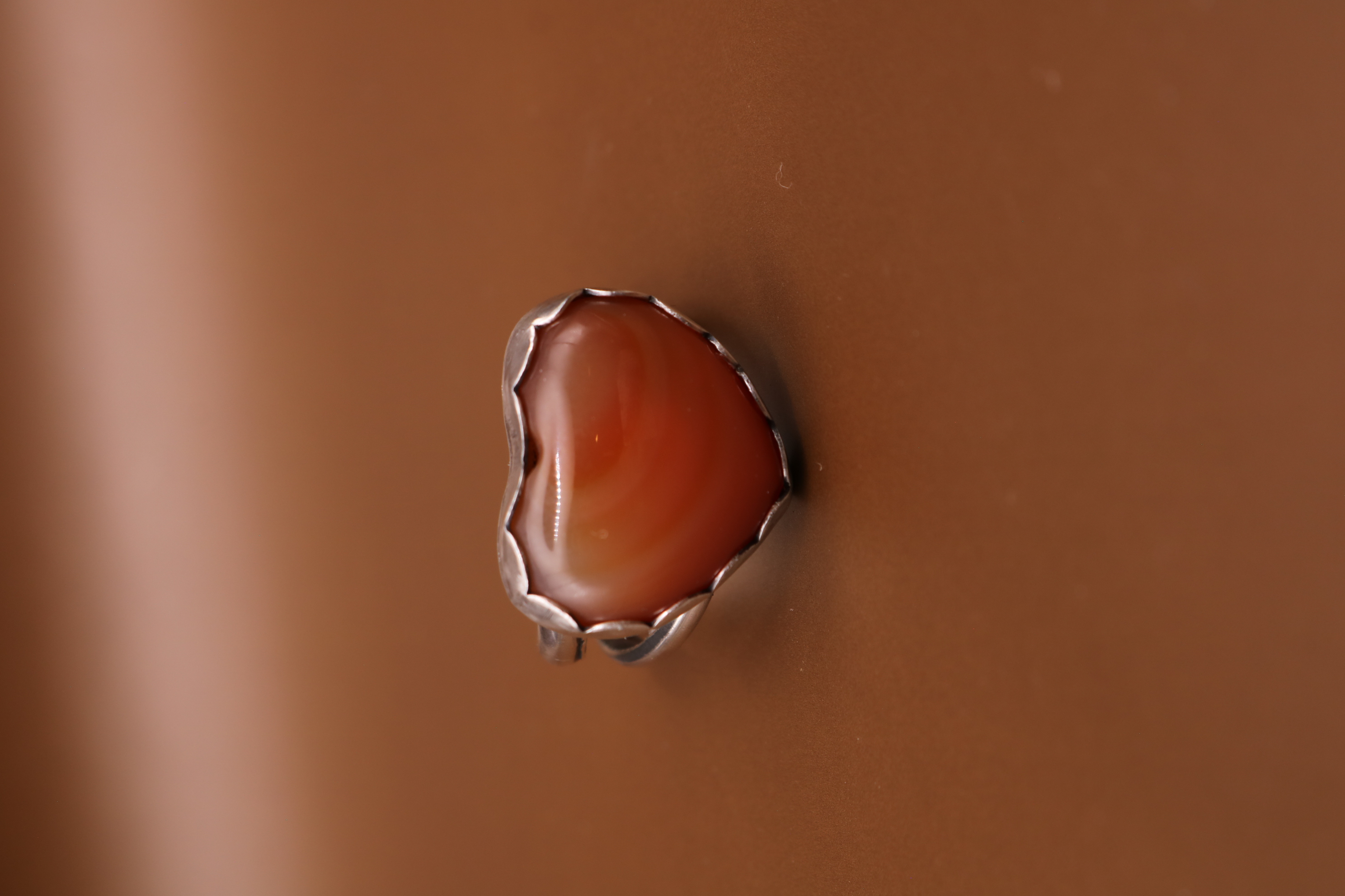 Silversmithed Banded Calcite Crystal Ring Size 7