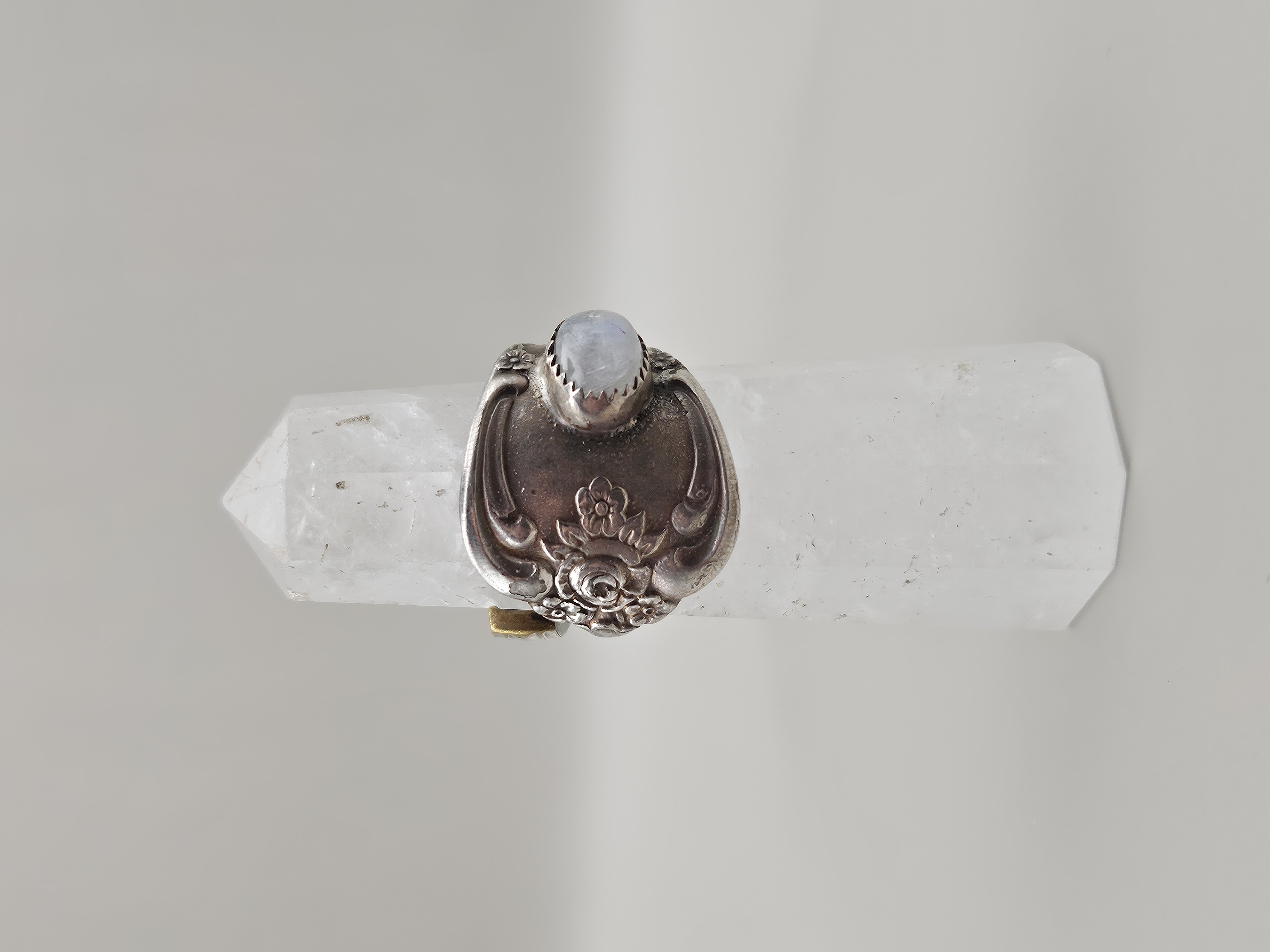 Spoon Ring with Moonstone Size 8