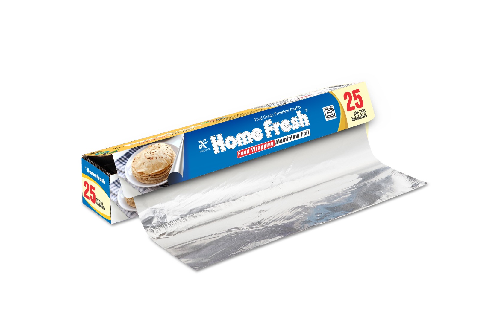 HomeFresh Silver Aluminium Foil for Food Packing 25m with 11 Micron Thickness | Keeps Food Warm and Hygienic | Ideal for Storing, Packing, Wrapping, and Serving