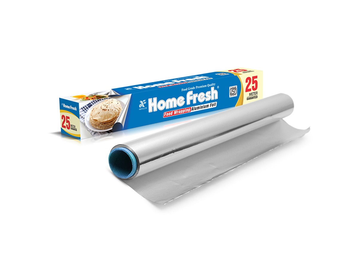 HomeFresh Silver Aluminium Foil for Food Packing 25m with 11 Micron Thickness | Keeps Food Warm and Hygienic | Ideal for Storing, Packing, Wrapping, and Serving