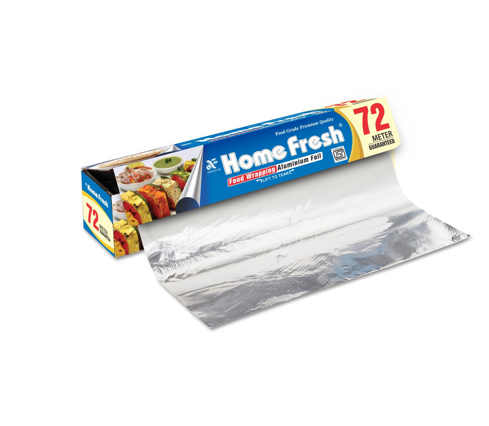 HomeFresh Silver Aluminium Foil for Food Packing 72m with 11 Micron Thickness | Keeps Food Warm and Hygienic | Ideal for Storing, Packing, Wrapping, and Serving