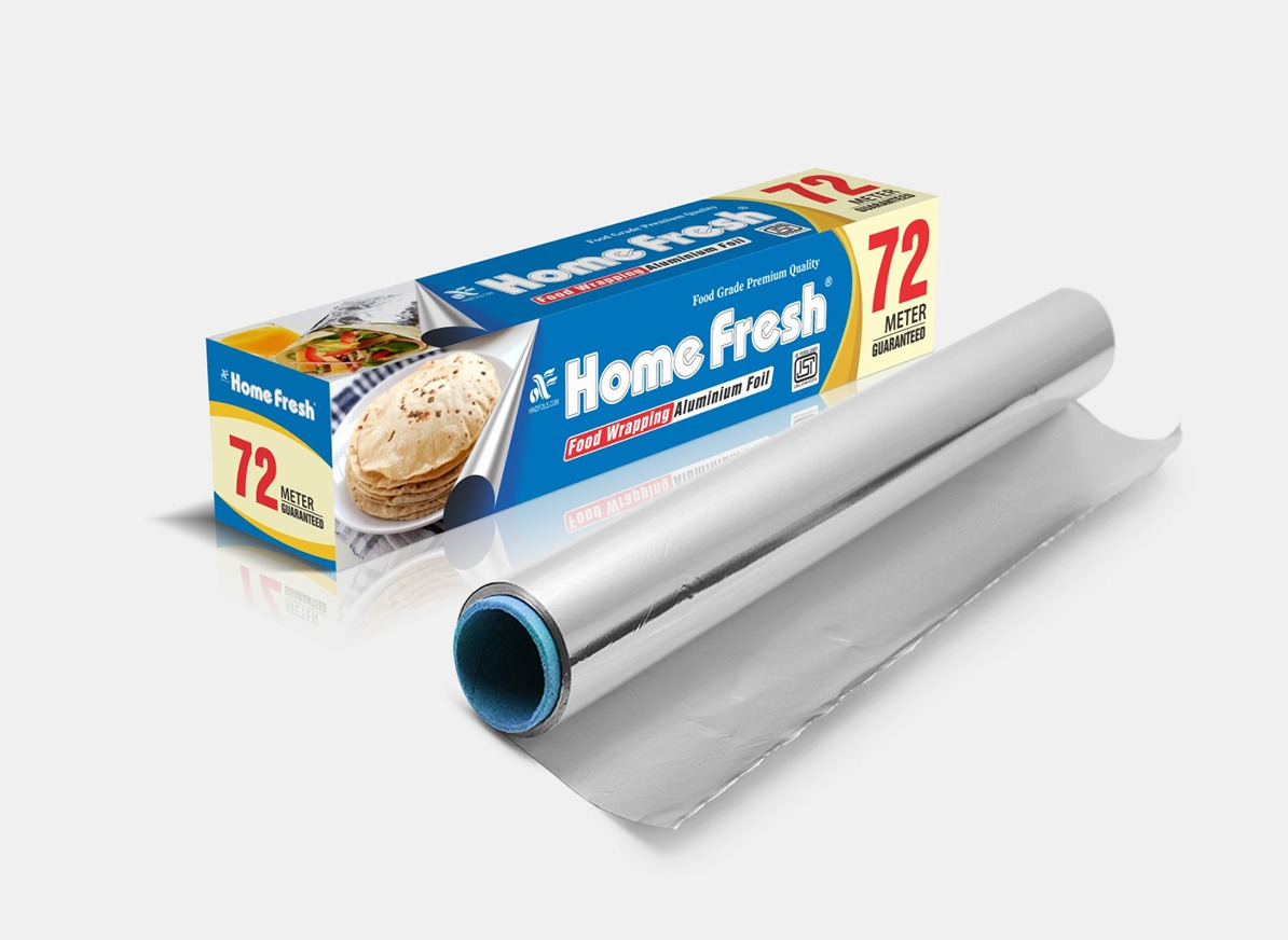 HomeFresh Silver Aluminium Foil for Food Packing 72m with 11 Micron Thickness | Keeps Food Warm and Hygienic | Ideal for Storing, Packing, Wrapping, and Serving