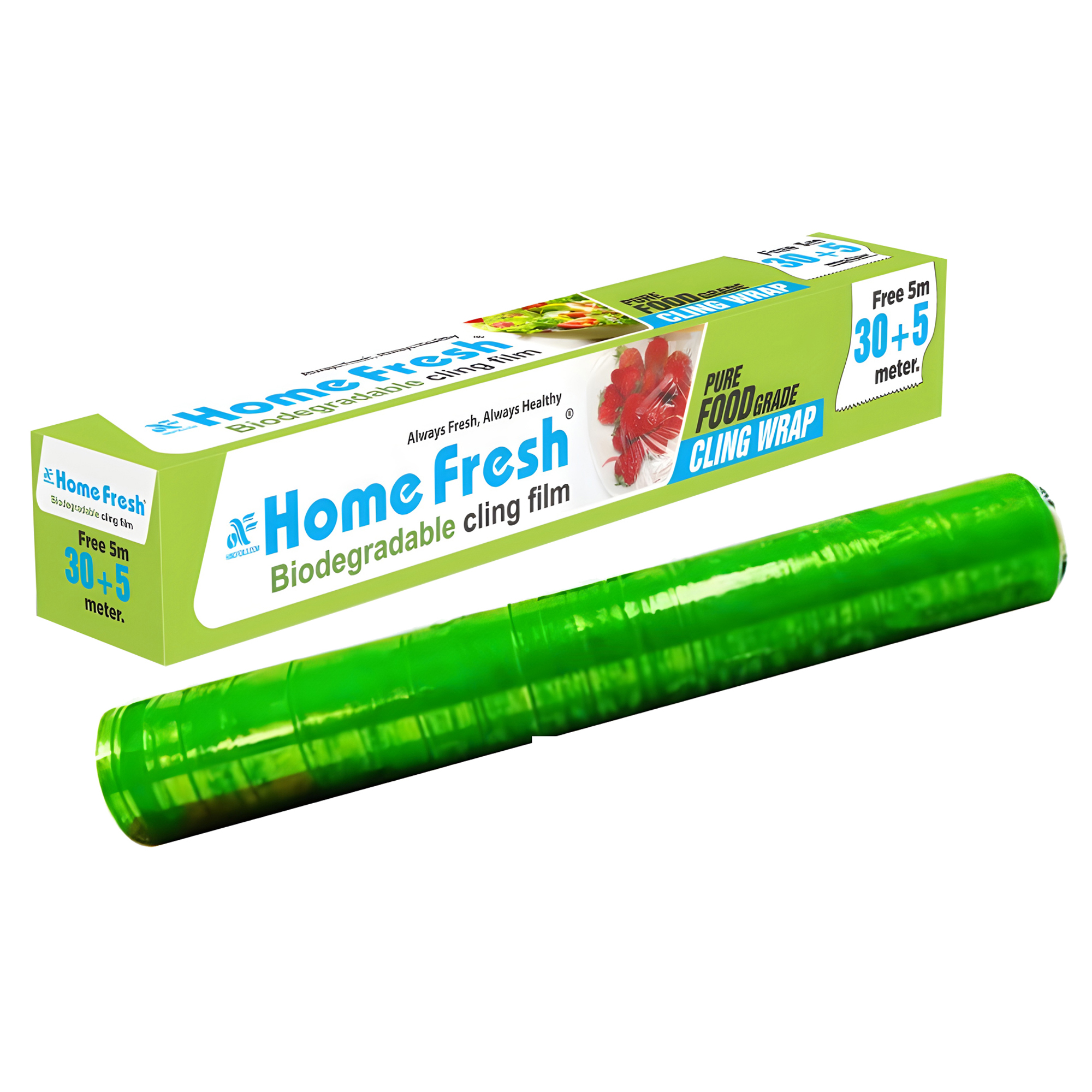 HomeFresh Cling Film Wrap Food Biodegradable BPA Free Multipurpose Food Wrapping Paper Non-Stick Microwave Safe- 30+5M Free 35 Meters (Pack of 1)
