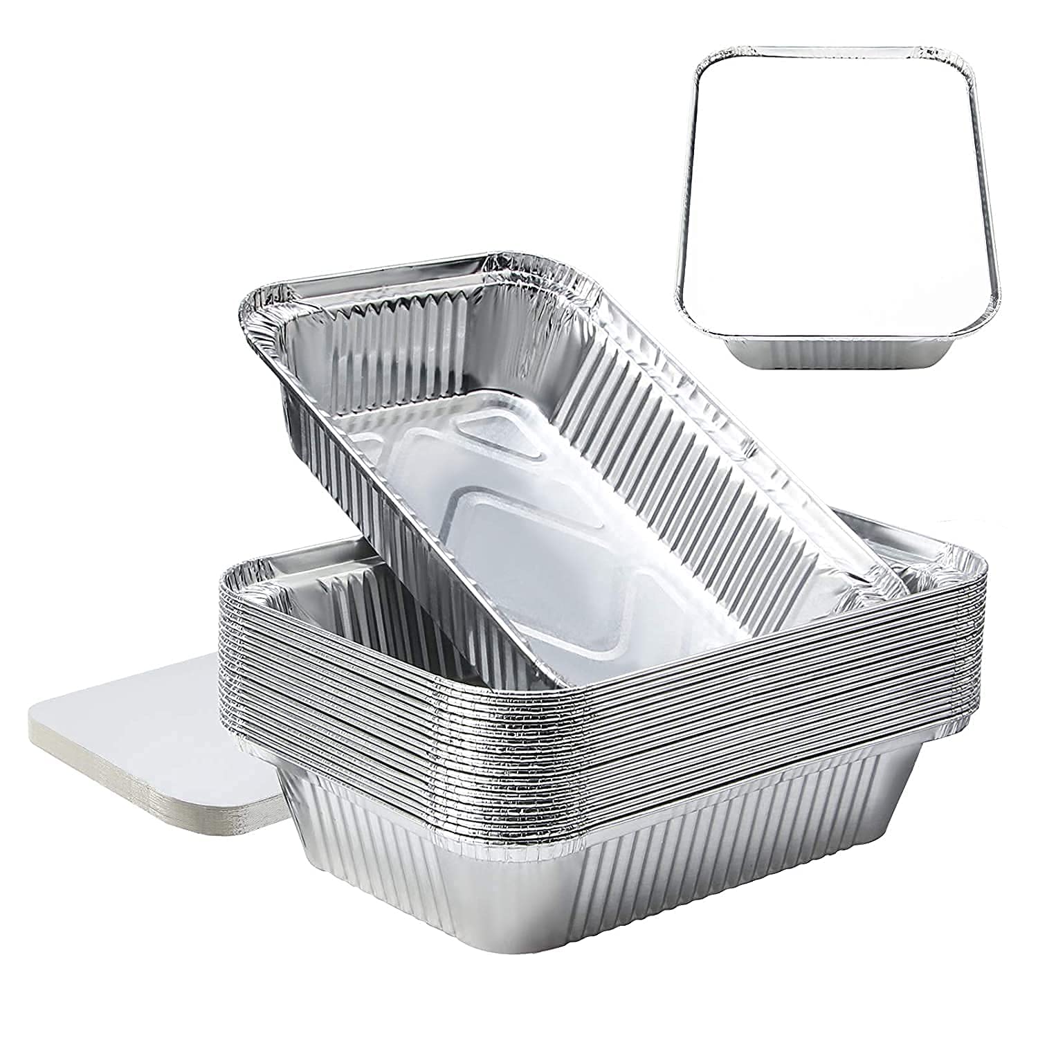 HomeFresh Food Storage Disposable Aluminium Foil Containers with Lid For Takeaway Fast Food Packaging (750 ml) - Pack of 25