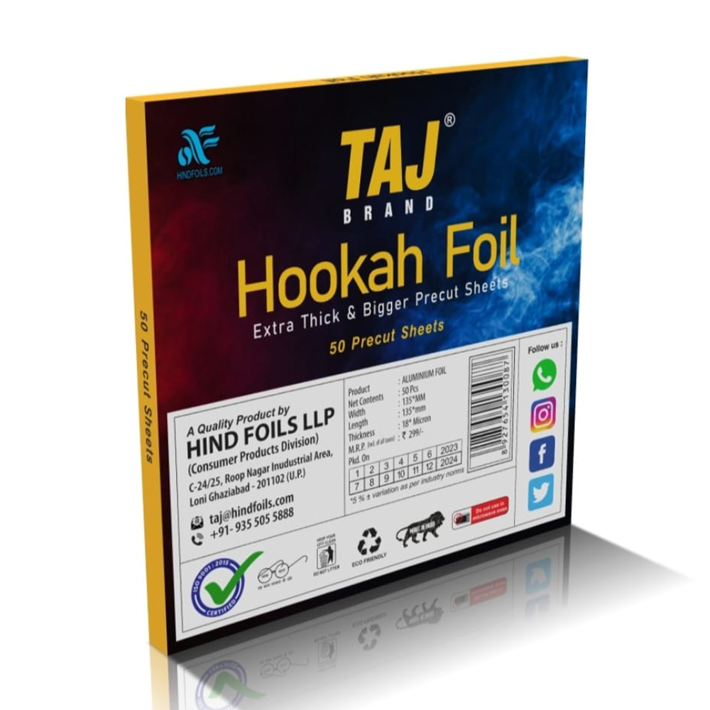 Taj Brand Hookah Foil Paper Sheets (18 Micron) high Quality (50) Aluminium Paper Sheets