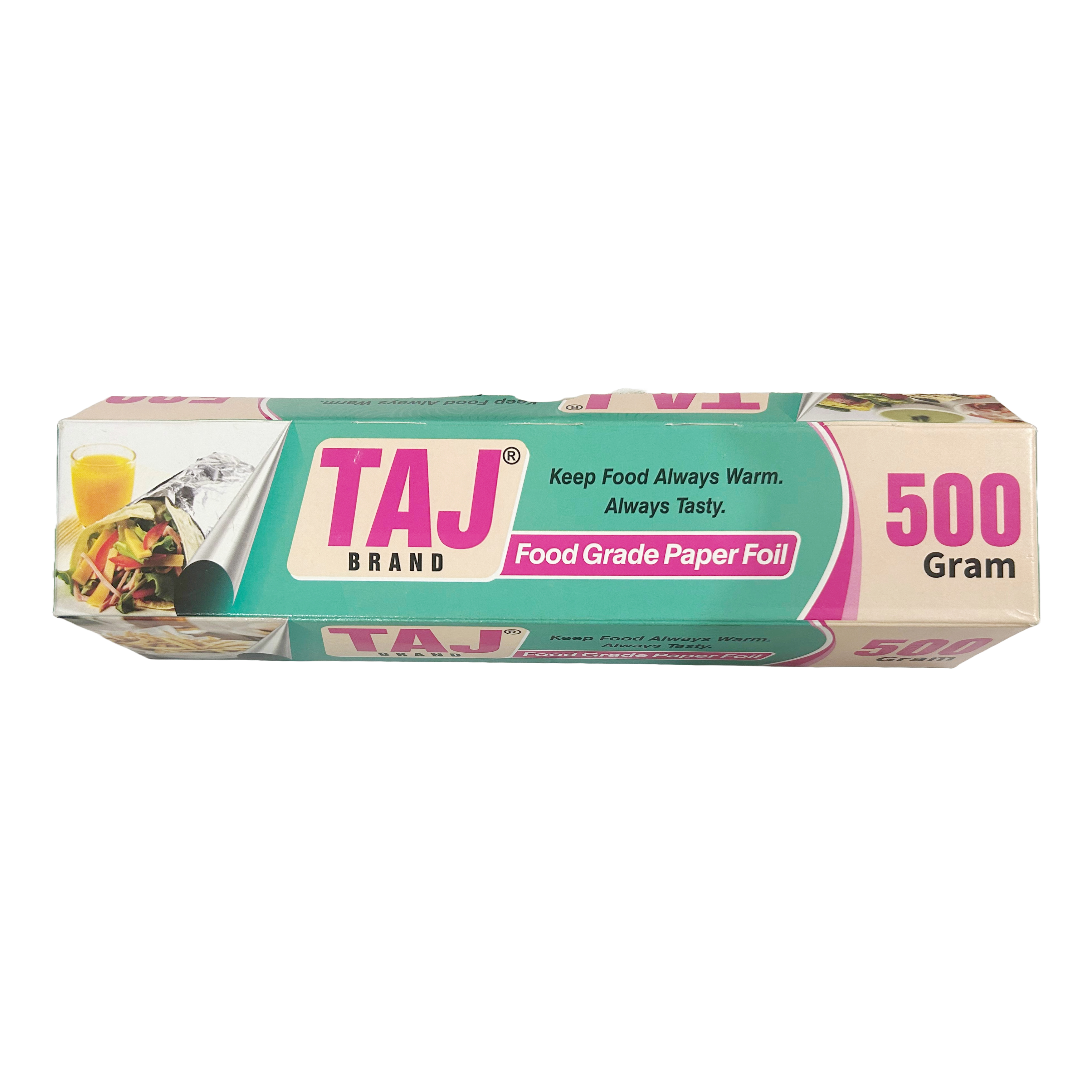 Taj Brand Eco-Friendly Food Wrapping Paper + Aluminium Foil Roll 500 Gram (Paper on Inner Side & Aluminium on The Outer Side) | No Added Wax | Healthy Way | Microwave & Oven Safe