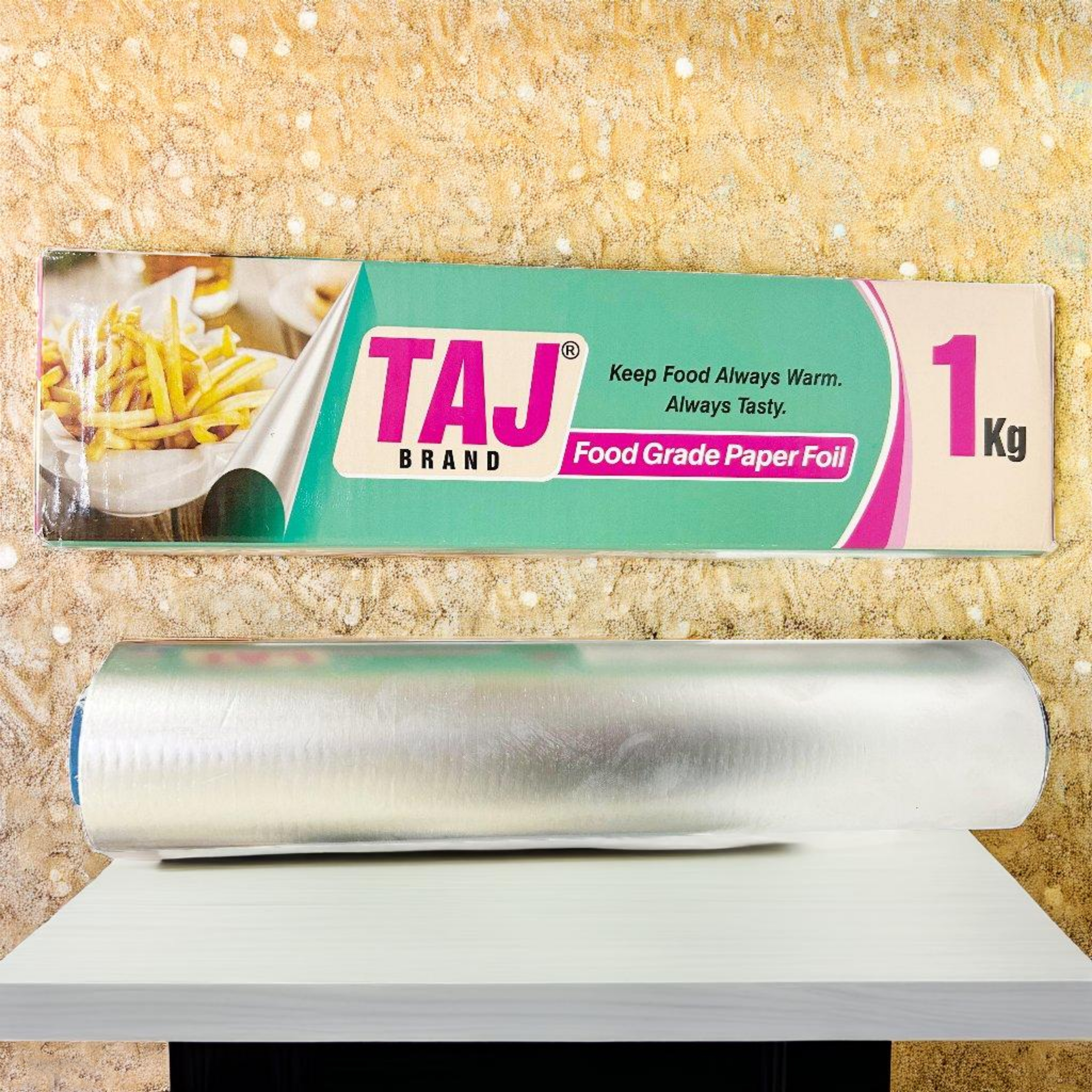 Taj Eco-Friendly Food Wrapping Paper + Aluminium Foil Roll 1 KG (Paper on Inner Side & Aluminium on The Outer Side) | No Added Wax | Healthy Way | Microwave & Oven Safe